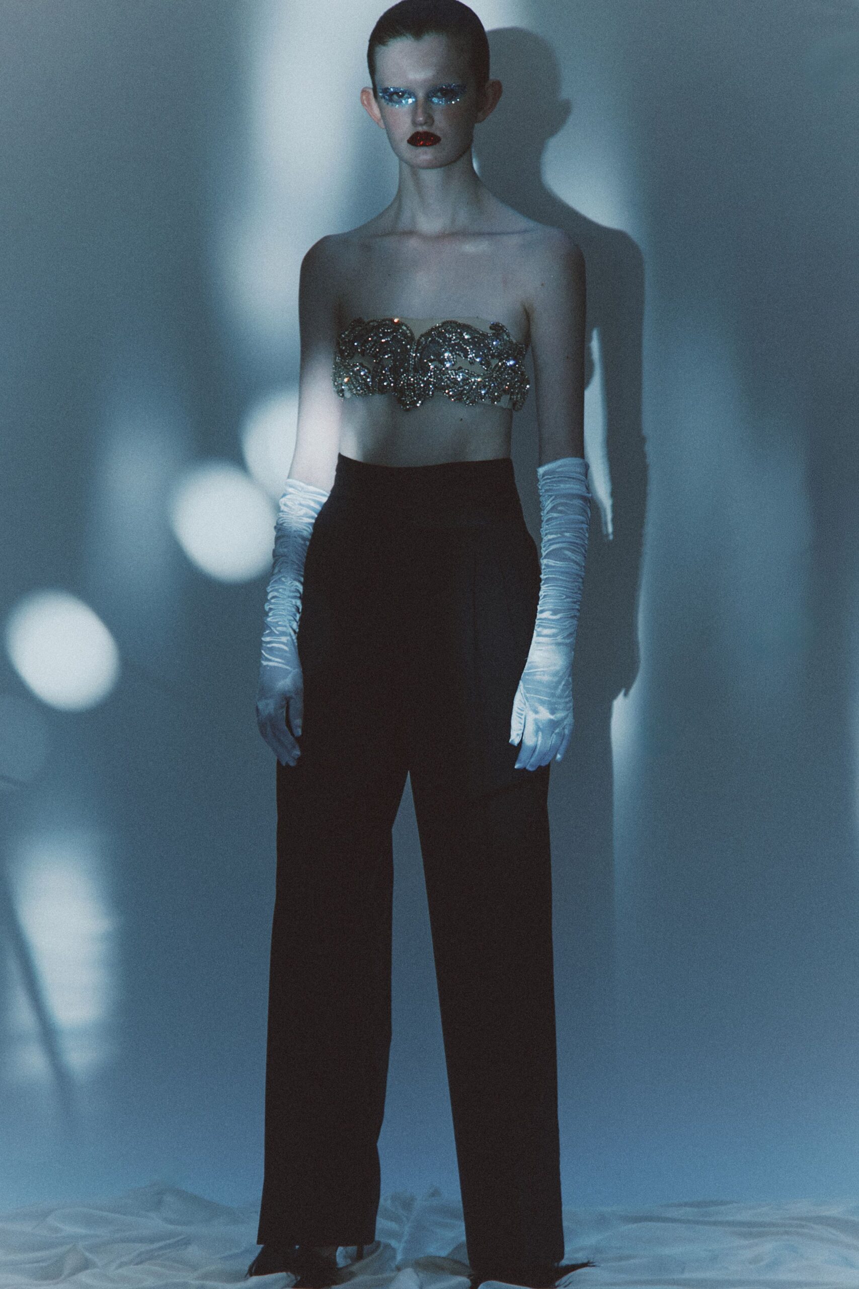 black silk tailored straight-leg pants