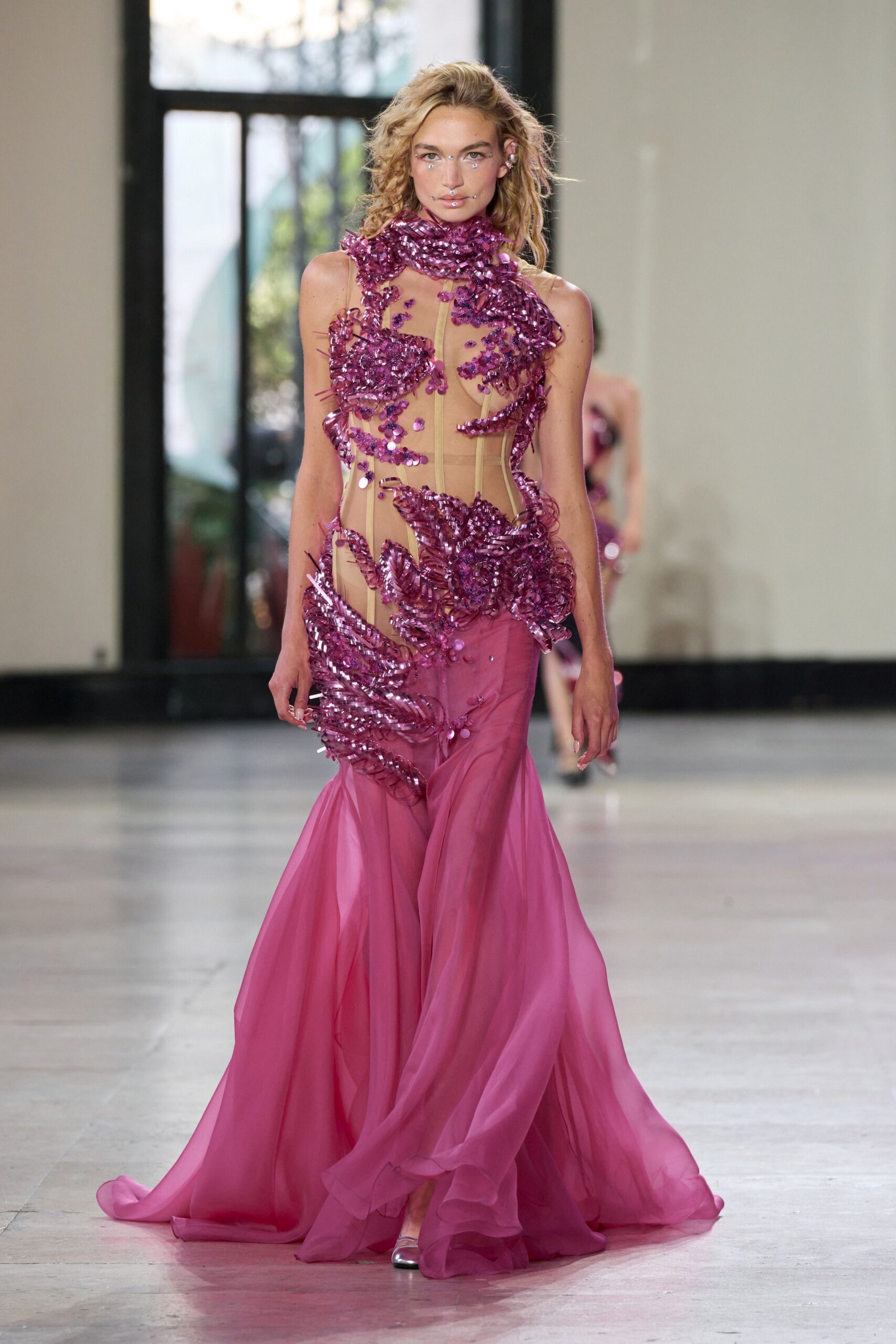 pink embellished sleeveless gown