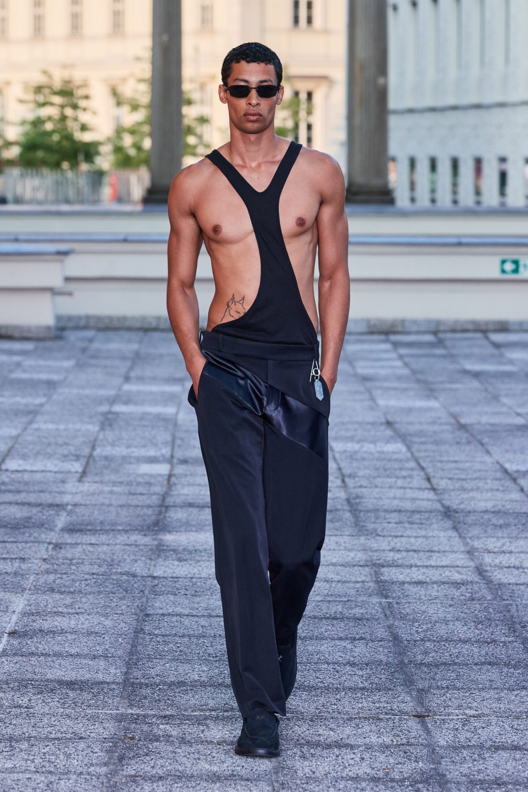black silk relaxed zippered pants