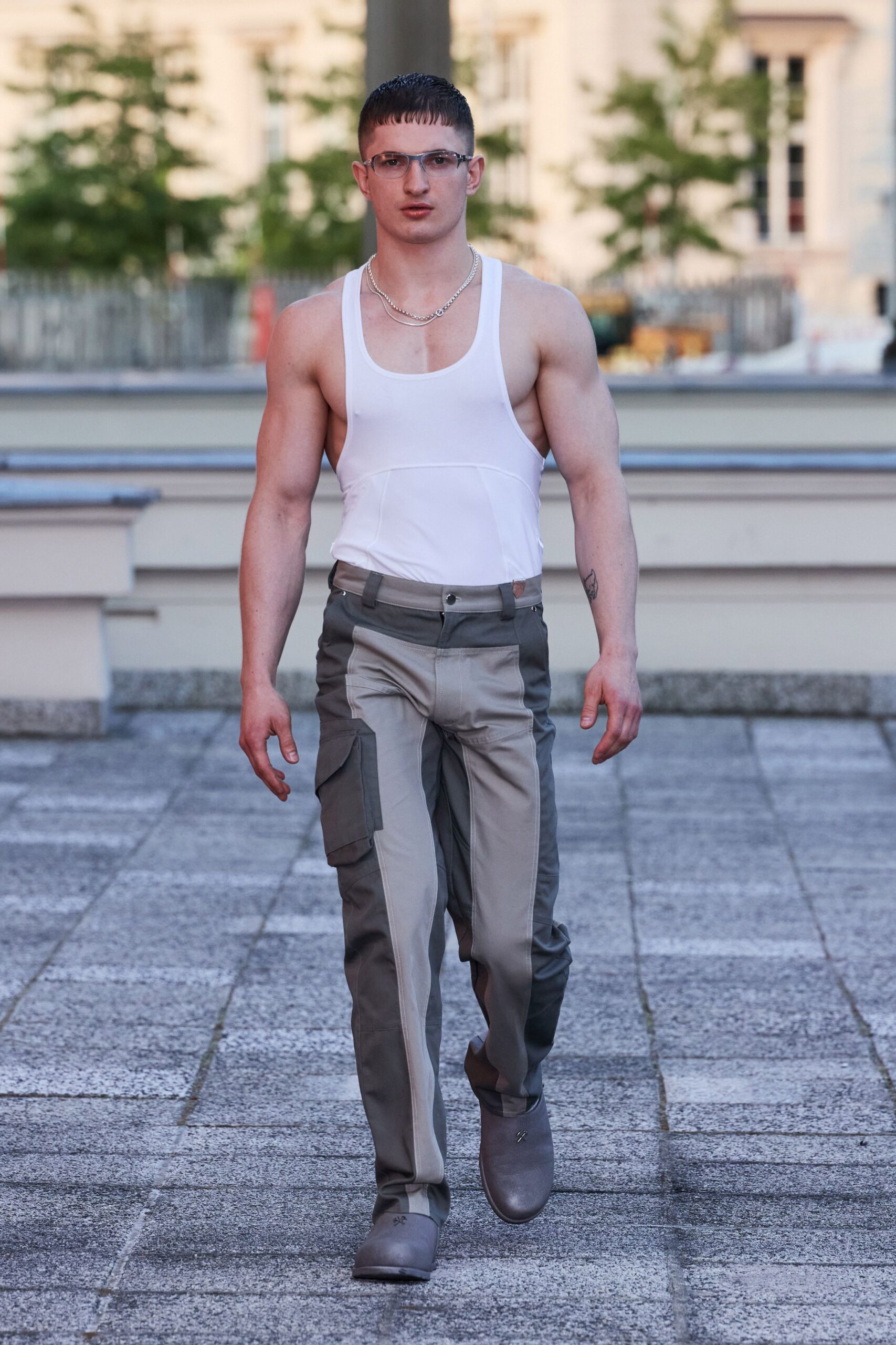 gray leather shoes