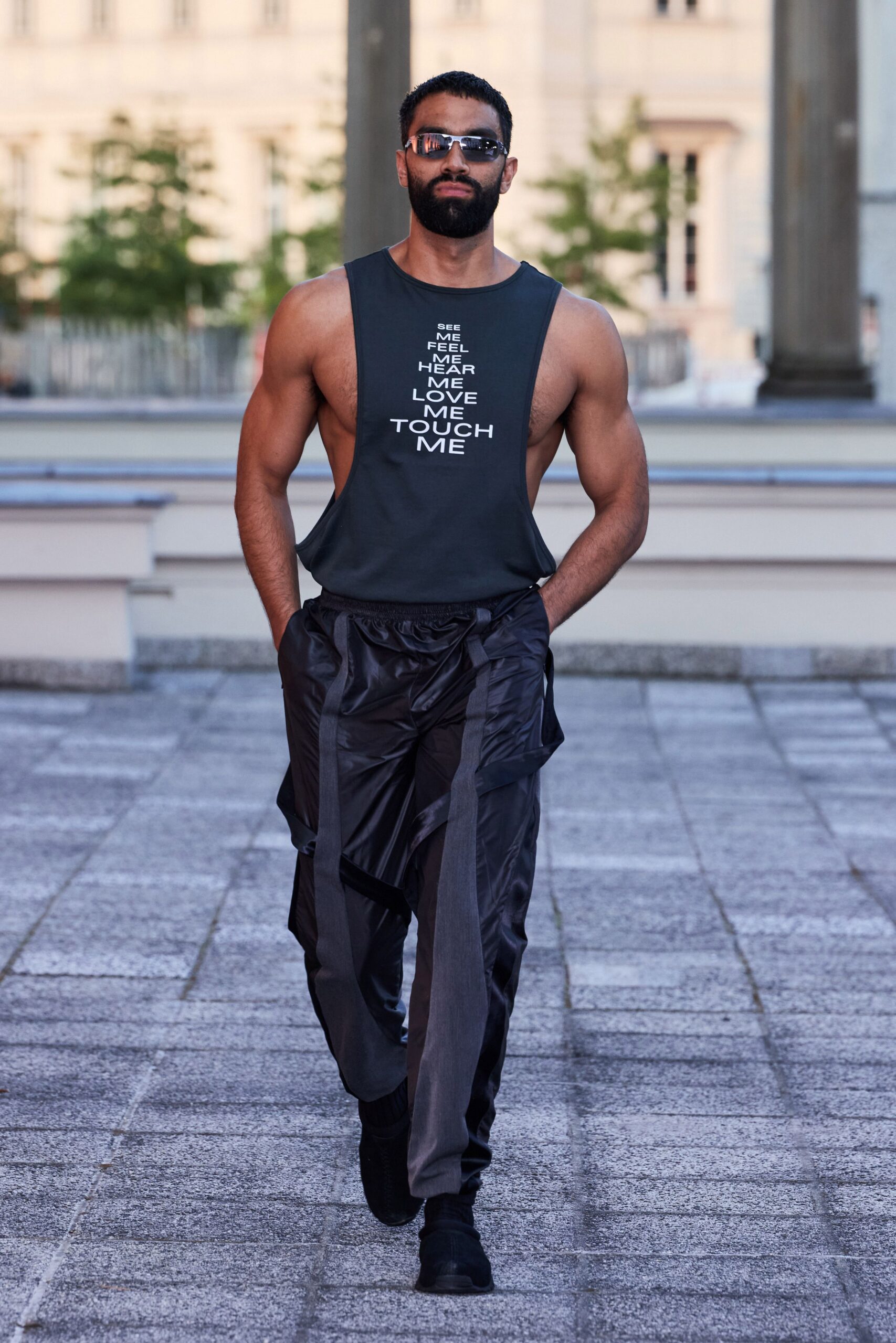black silk relaxed zippered pants
