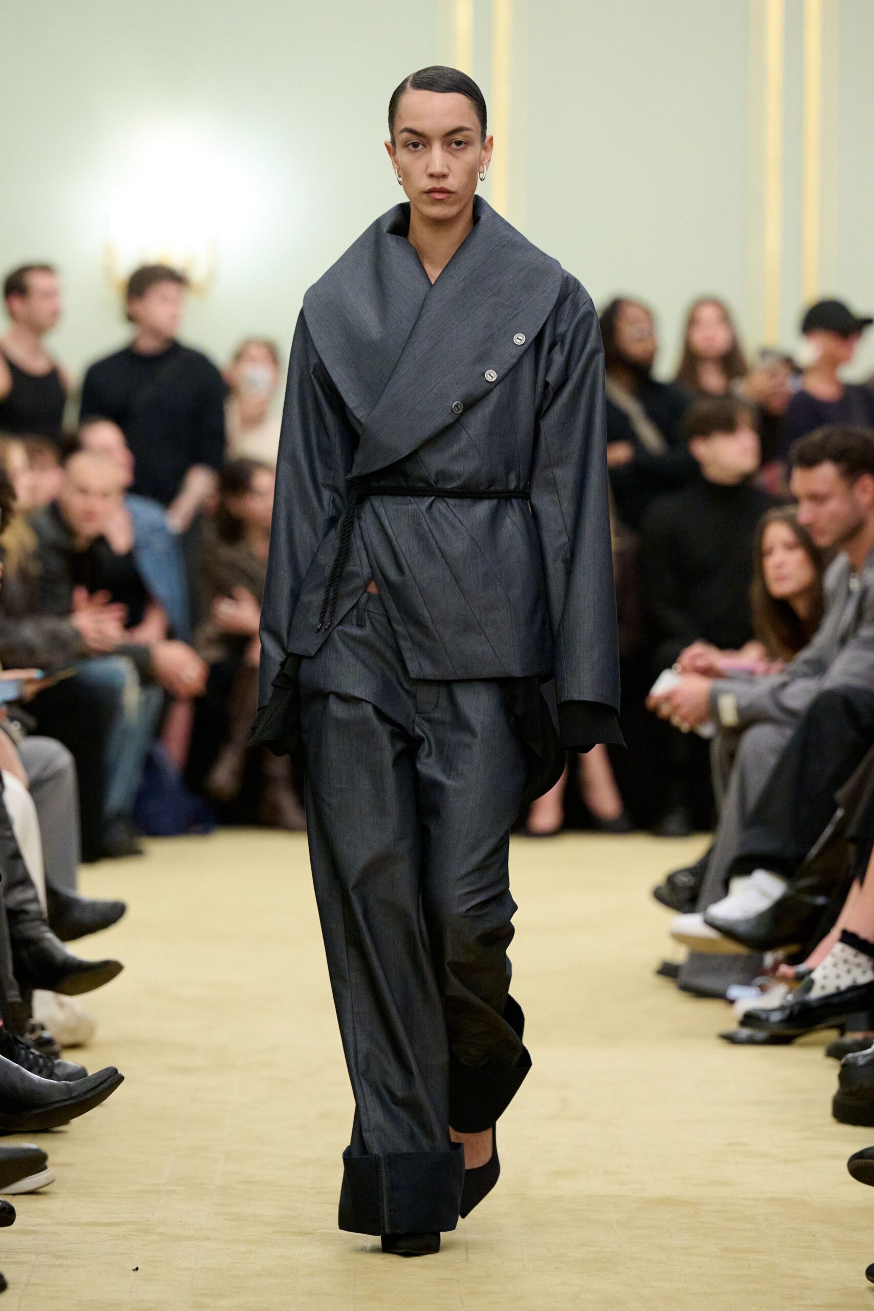 gray relaxed jacket and pants