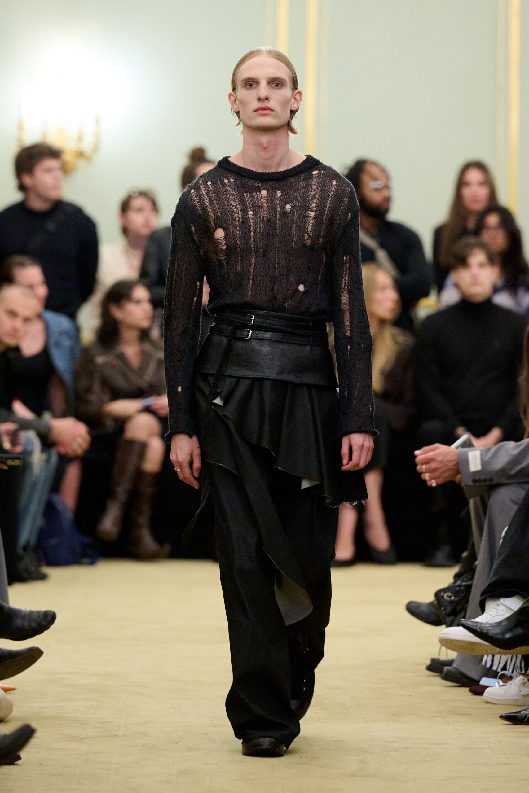 black fitted top and skirt