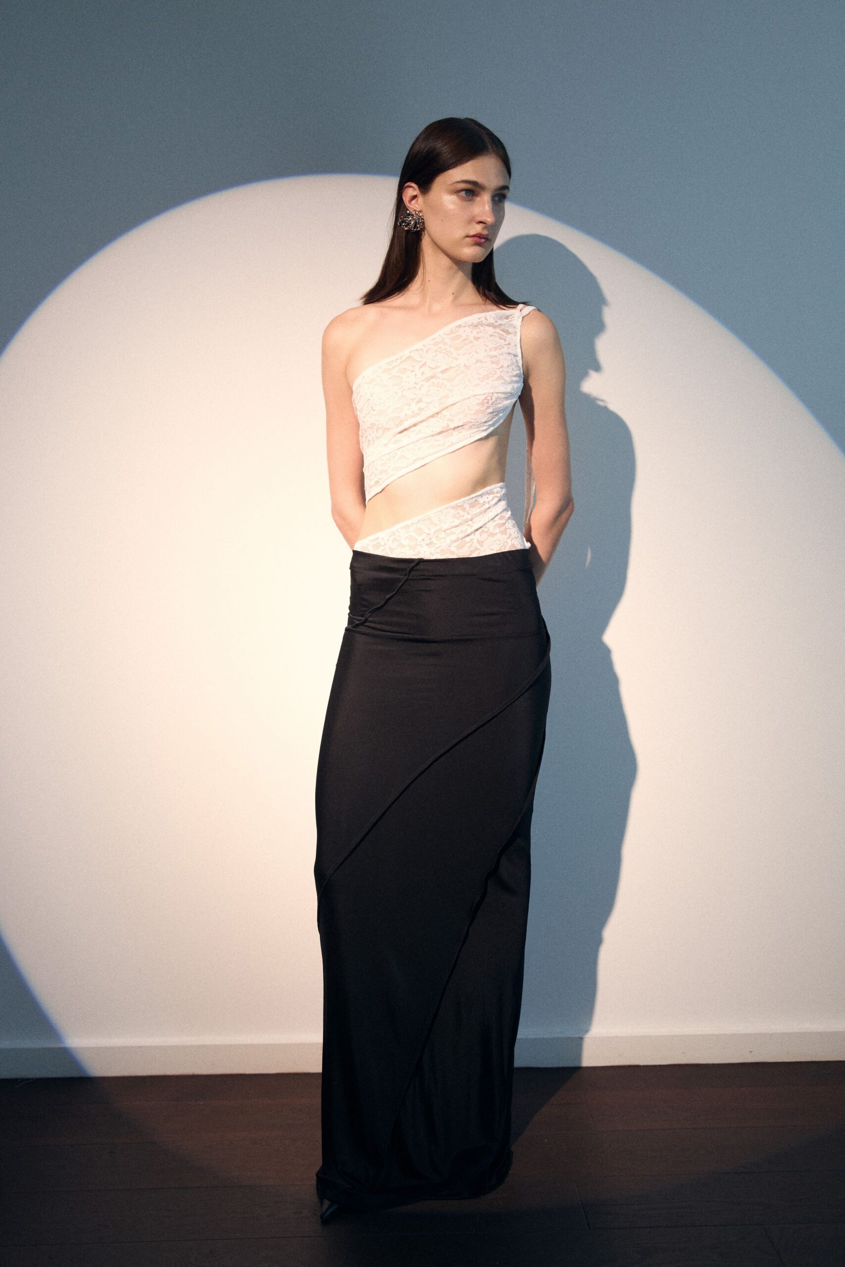 black and white asymmetric dress