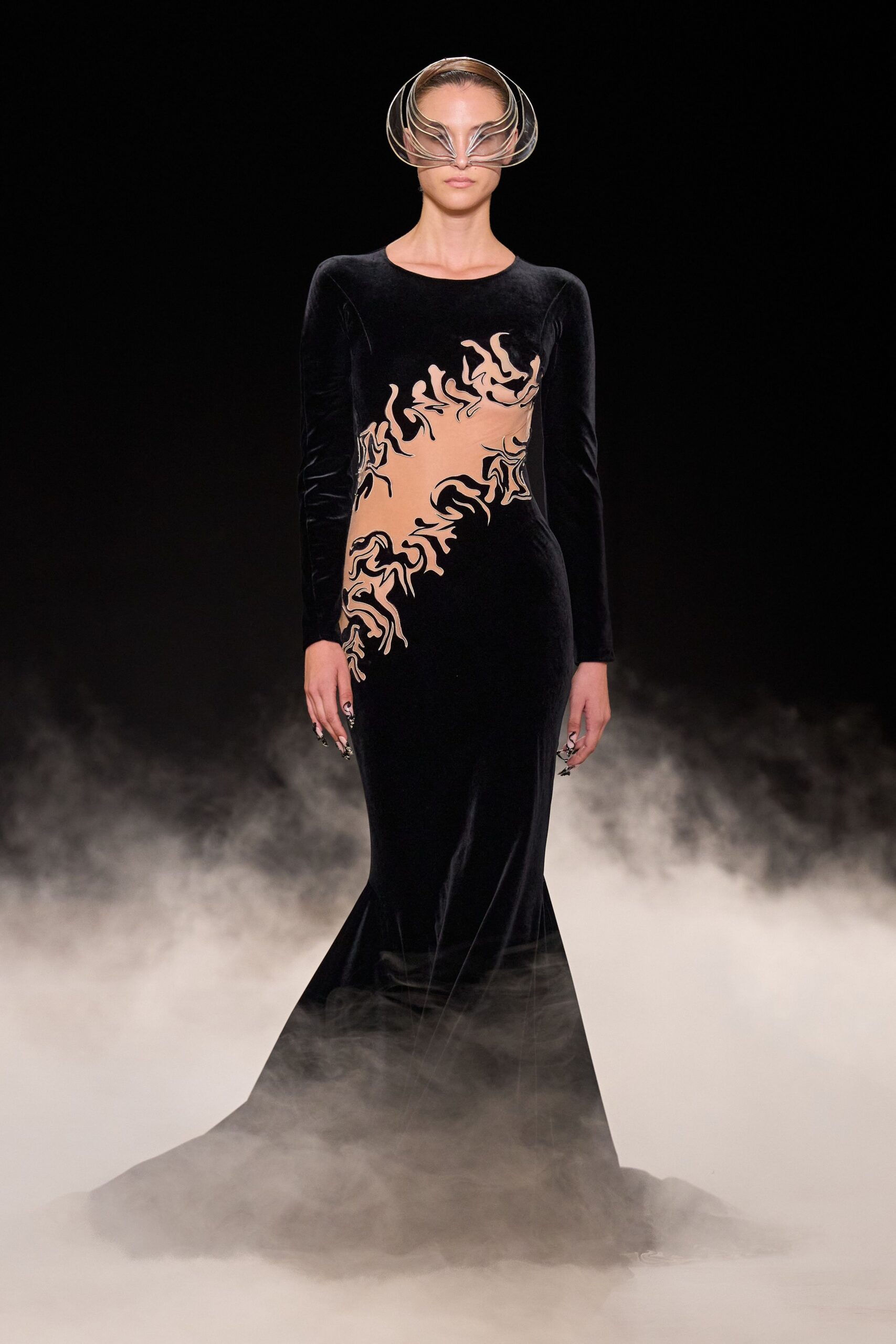 black velvet fitted gown