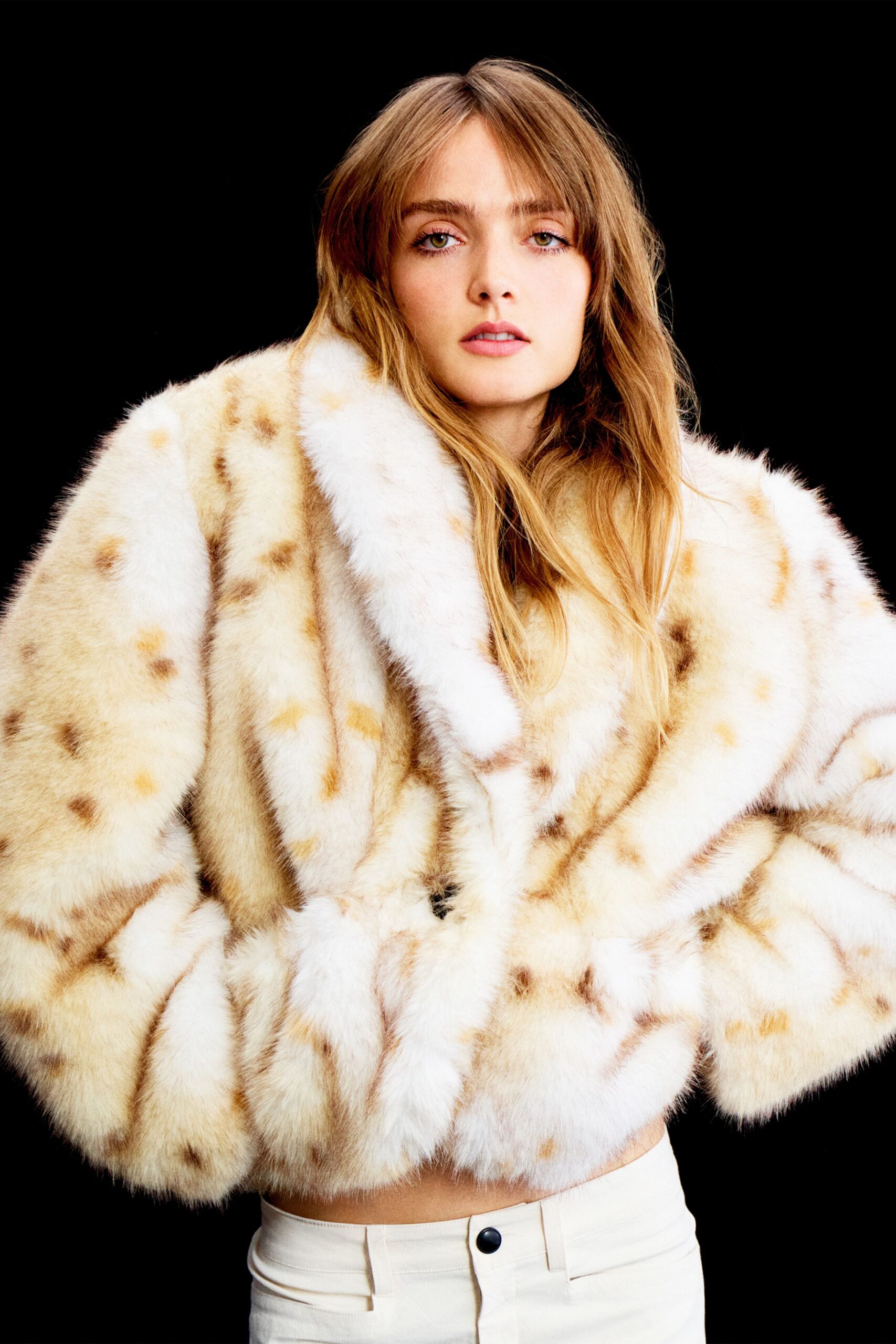 beige fur relaxed coat