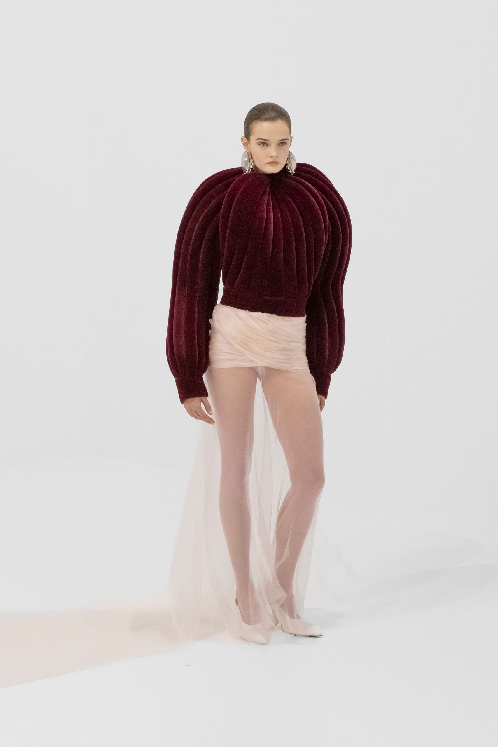 pink tulle fitted layered flowing skirt