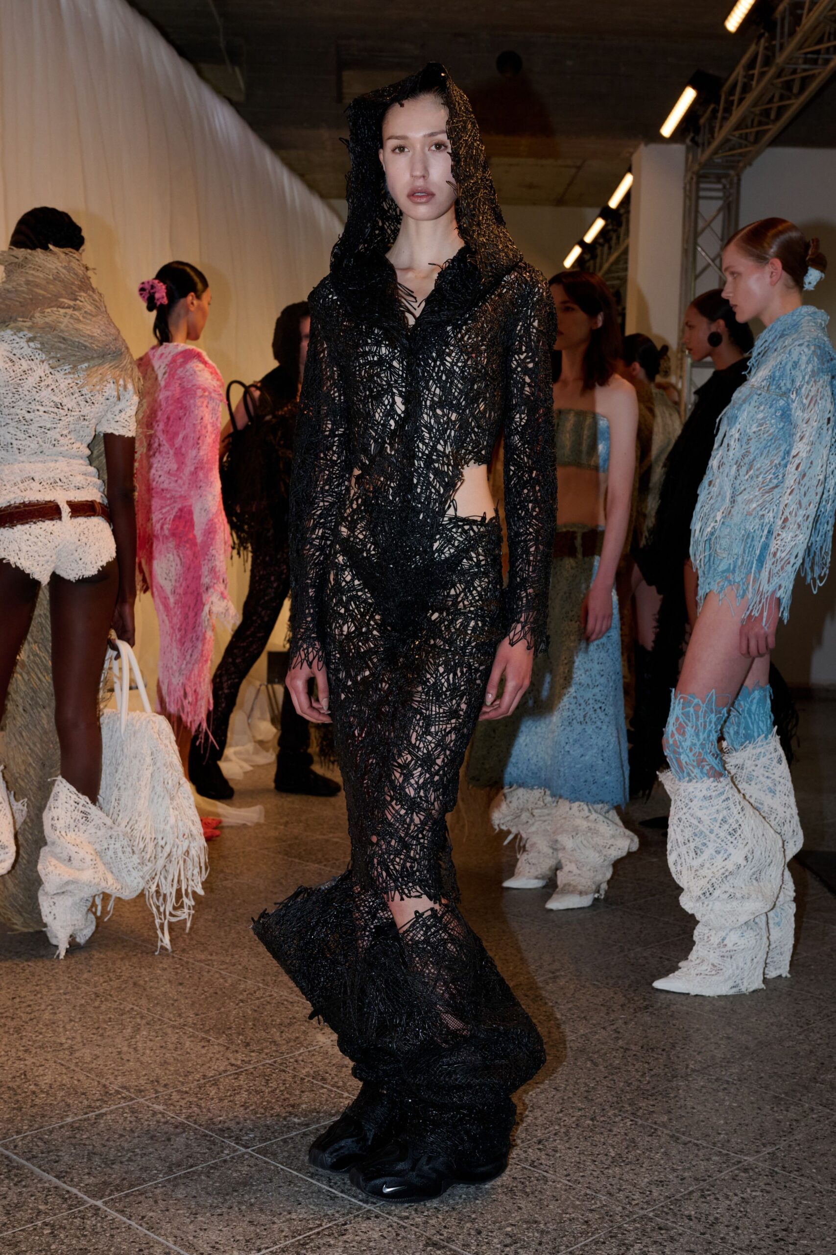 black lace fitted catsuit