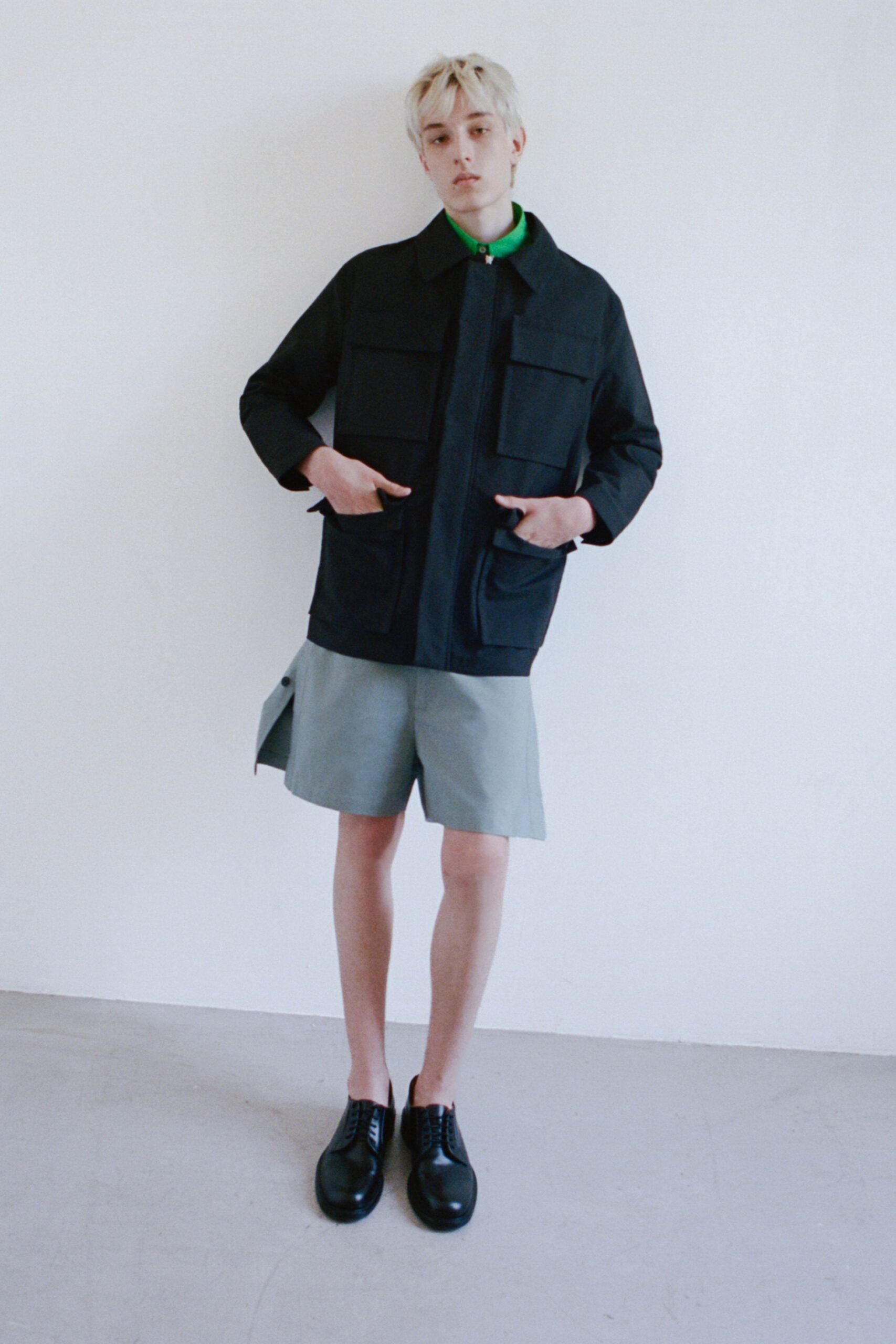 gray cotton relaxed short shorts