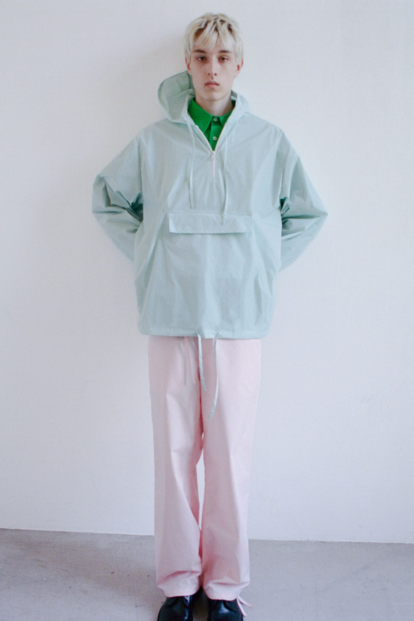 light blue hoodie with pink pants