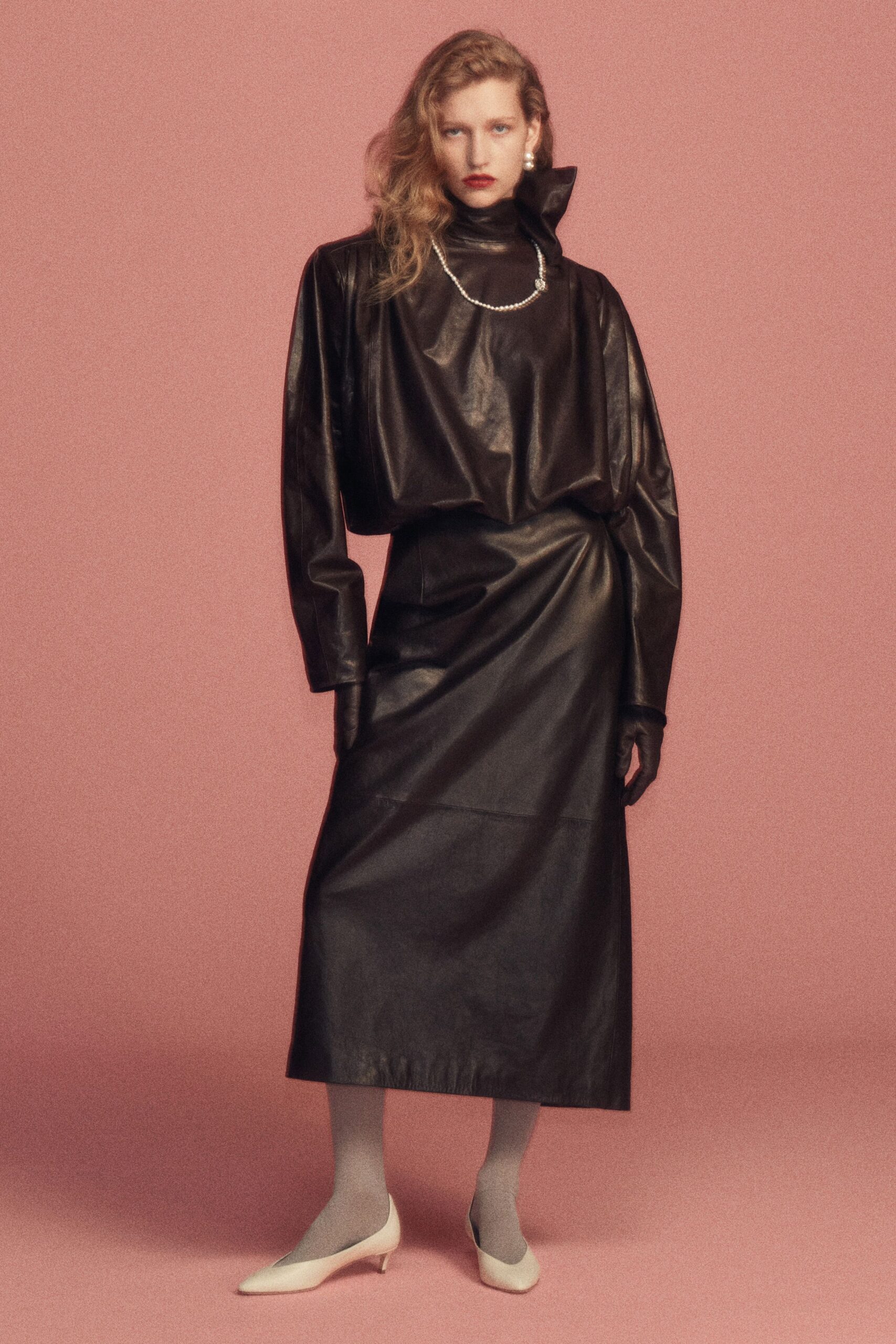 black leather gloves