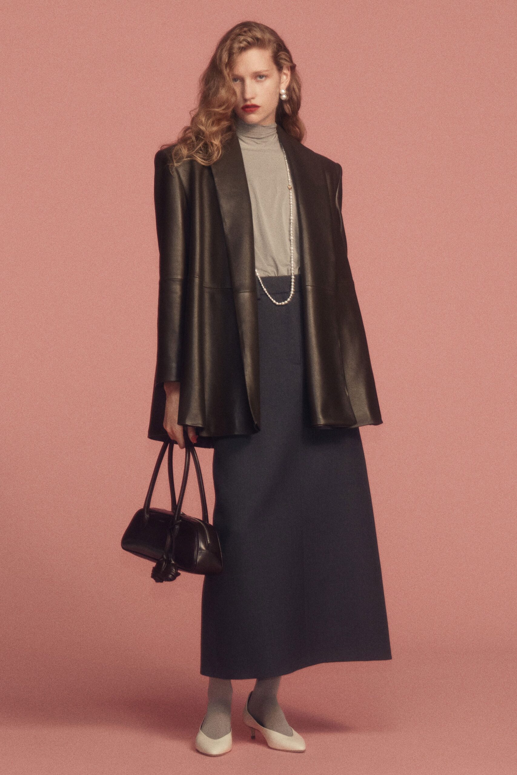 blue wool fitted straight-leg midi skirt
