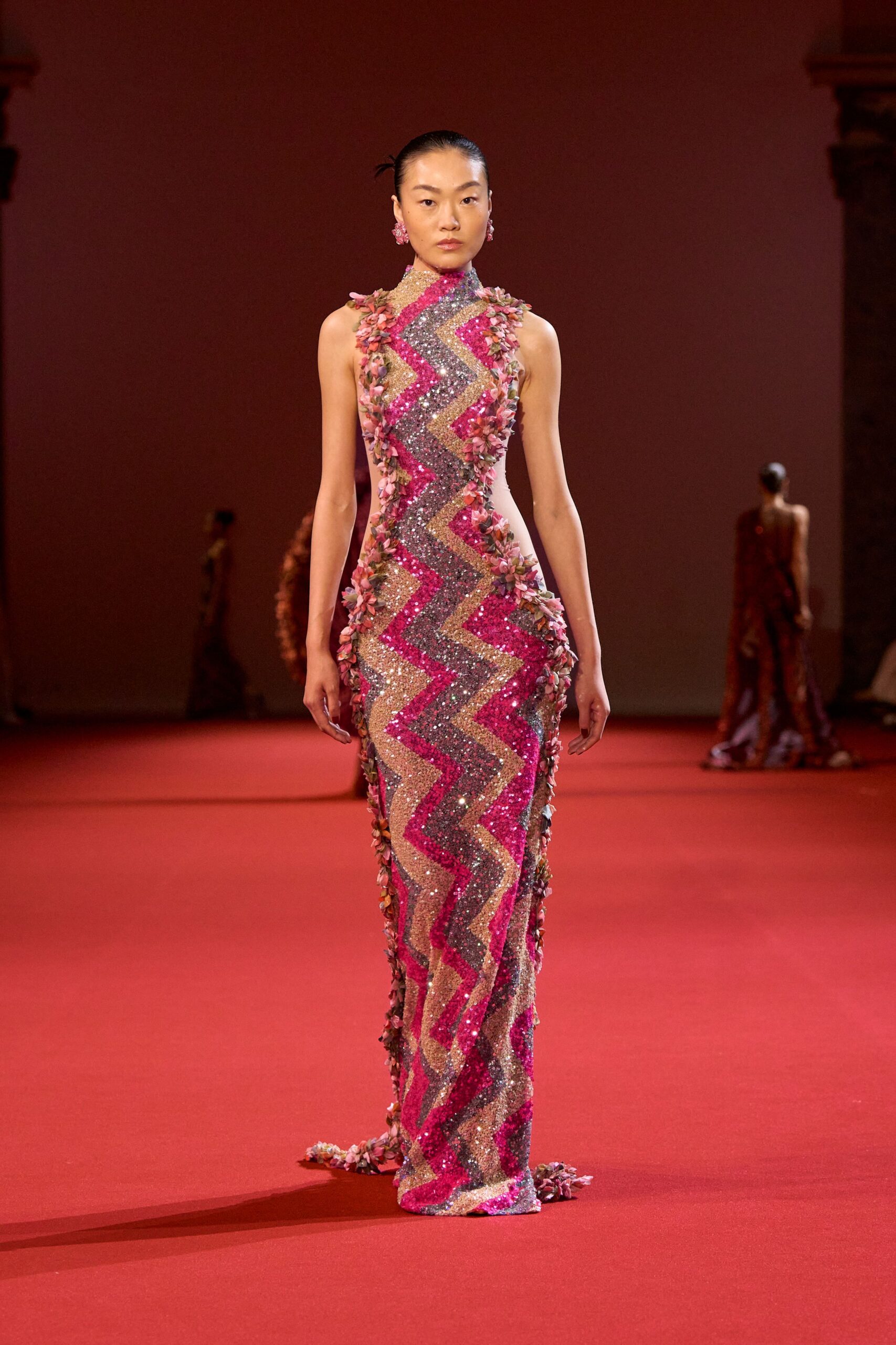 pink purple sequin gown