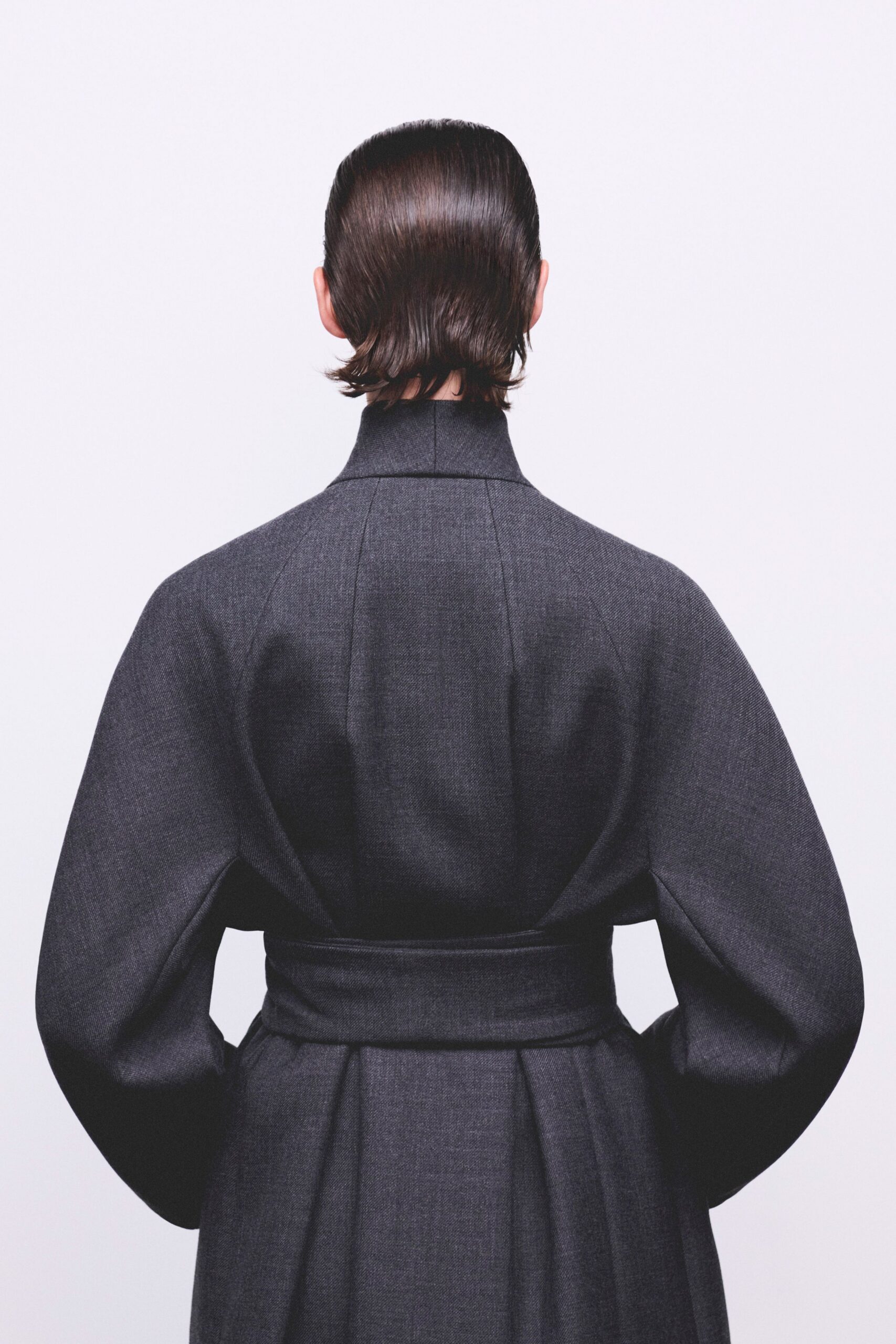 gray wool fitted coat