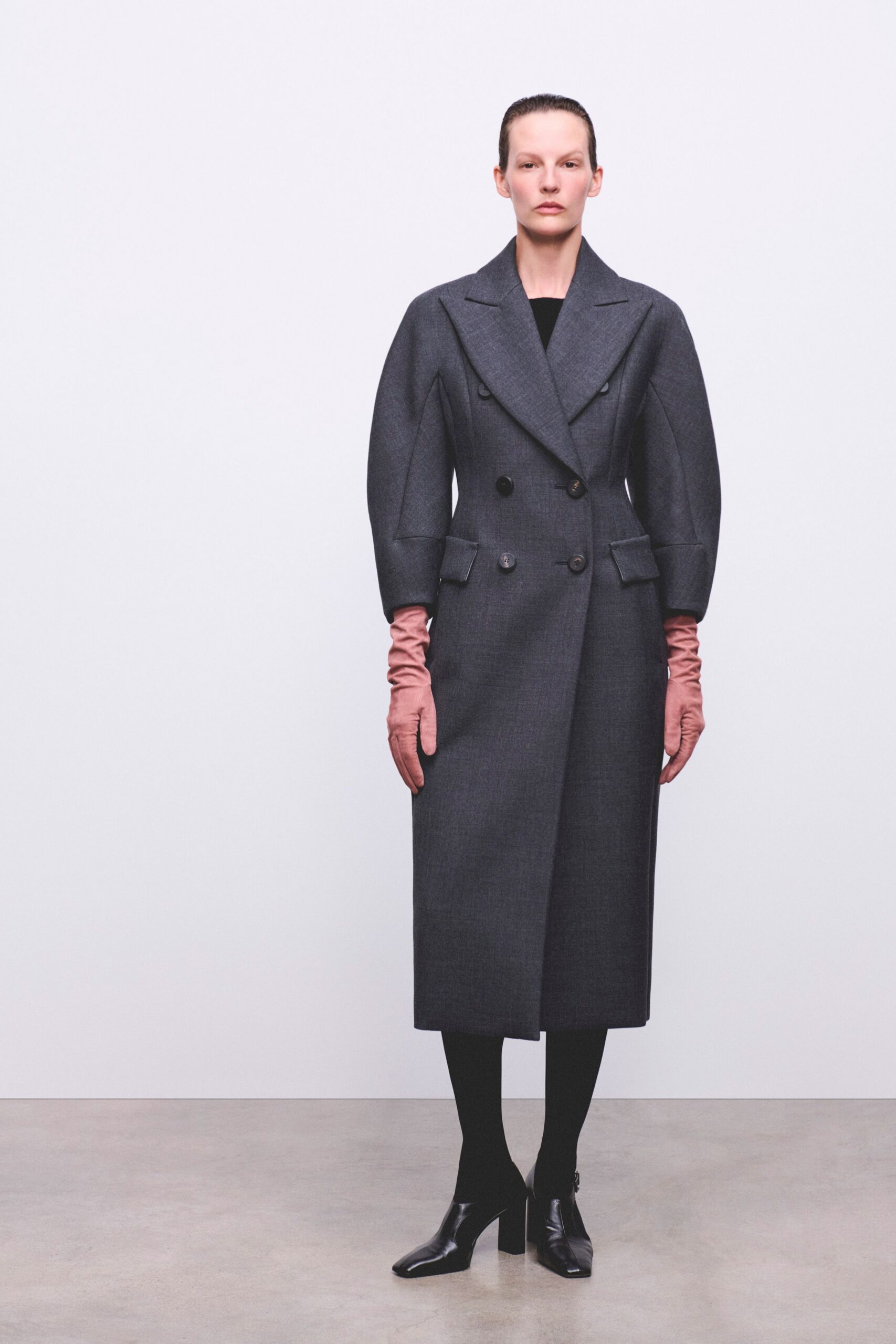 gray wool structured coat
