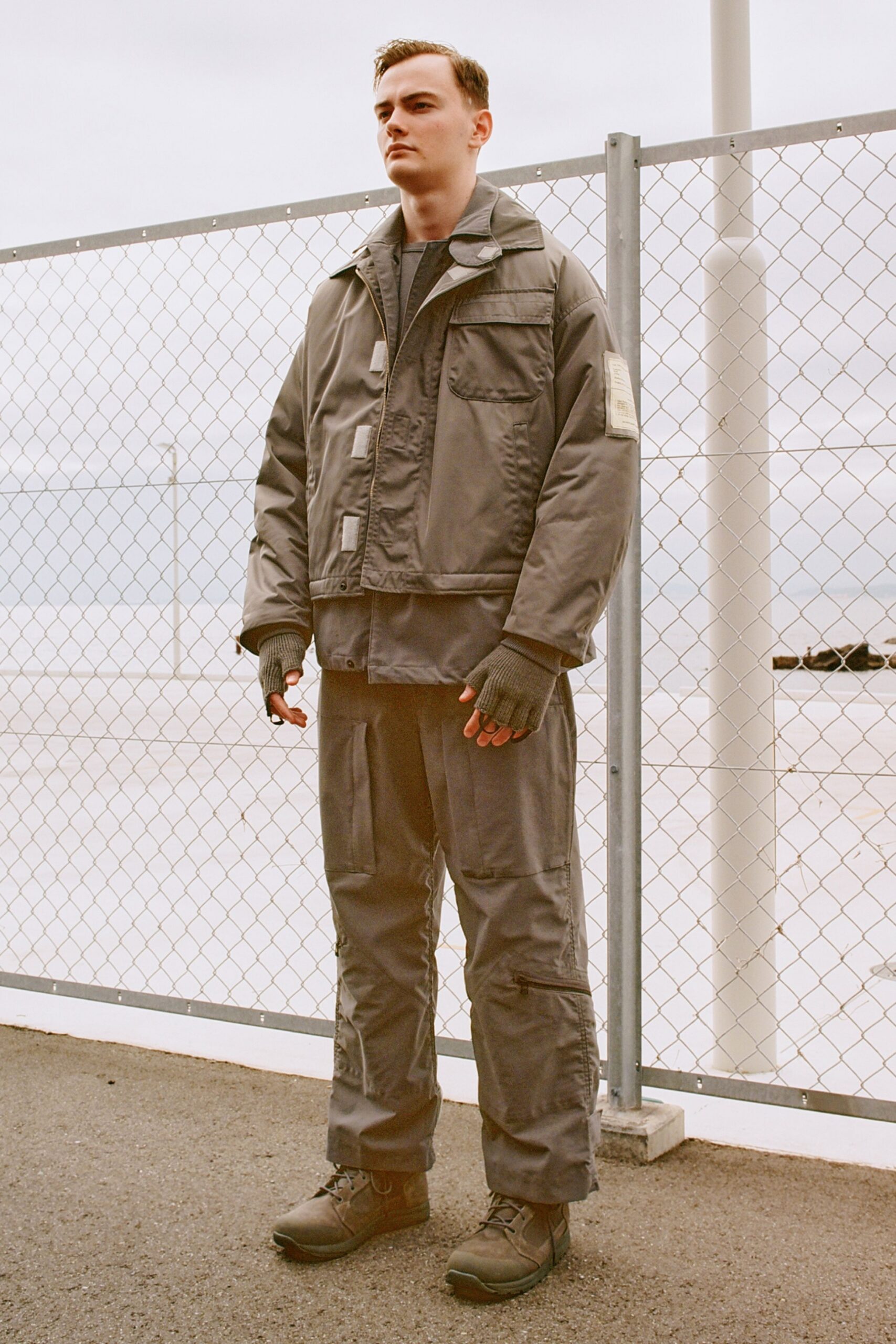 gray relaxed jacket and pants