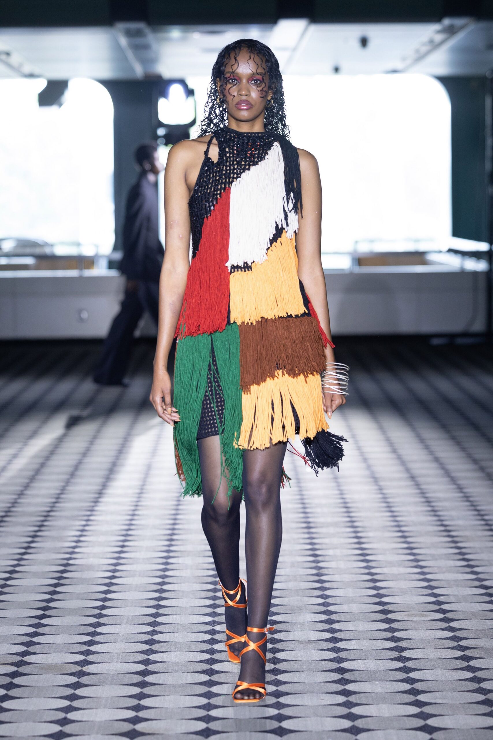 multi-colored fringed dress