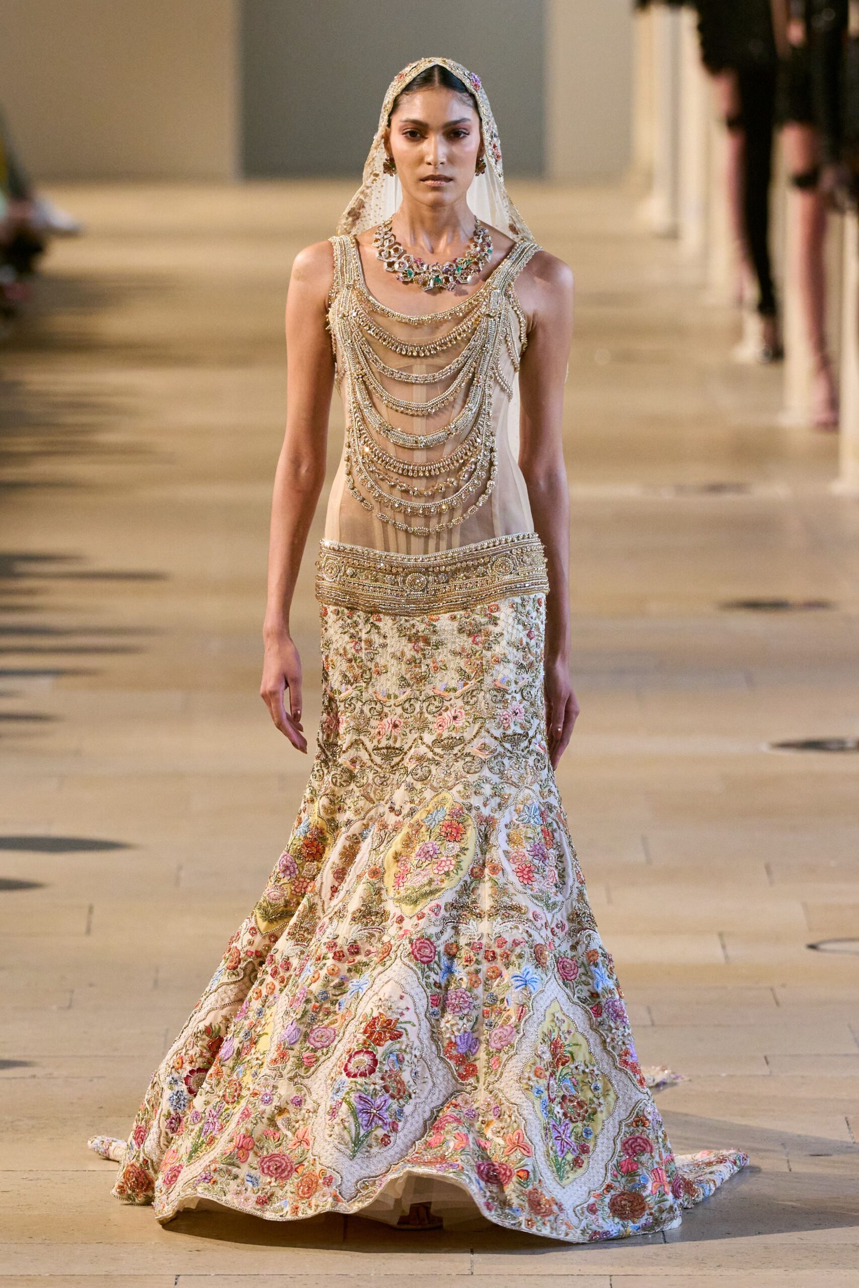 beige embroidered maxi gown