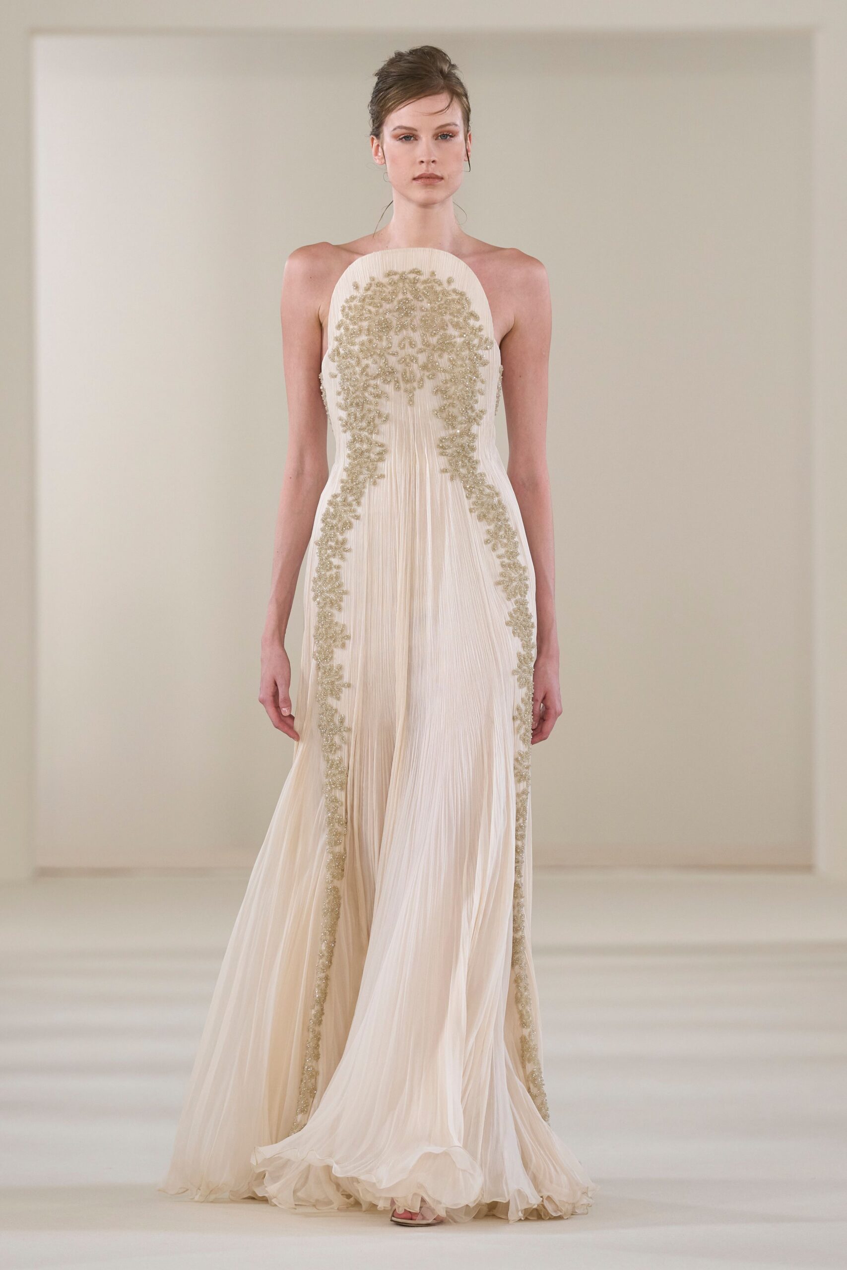 ivory silk sleeveless gown
