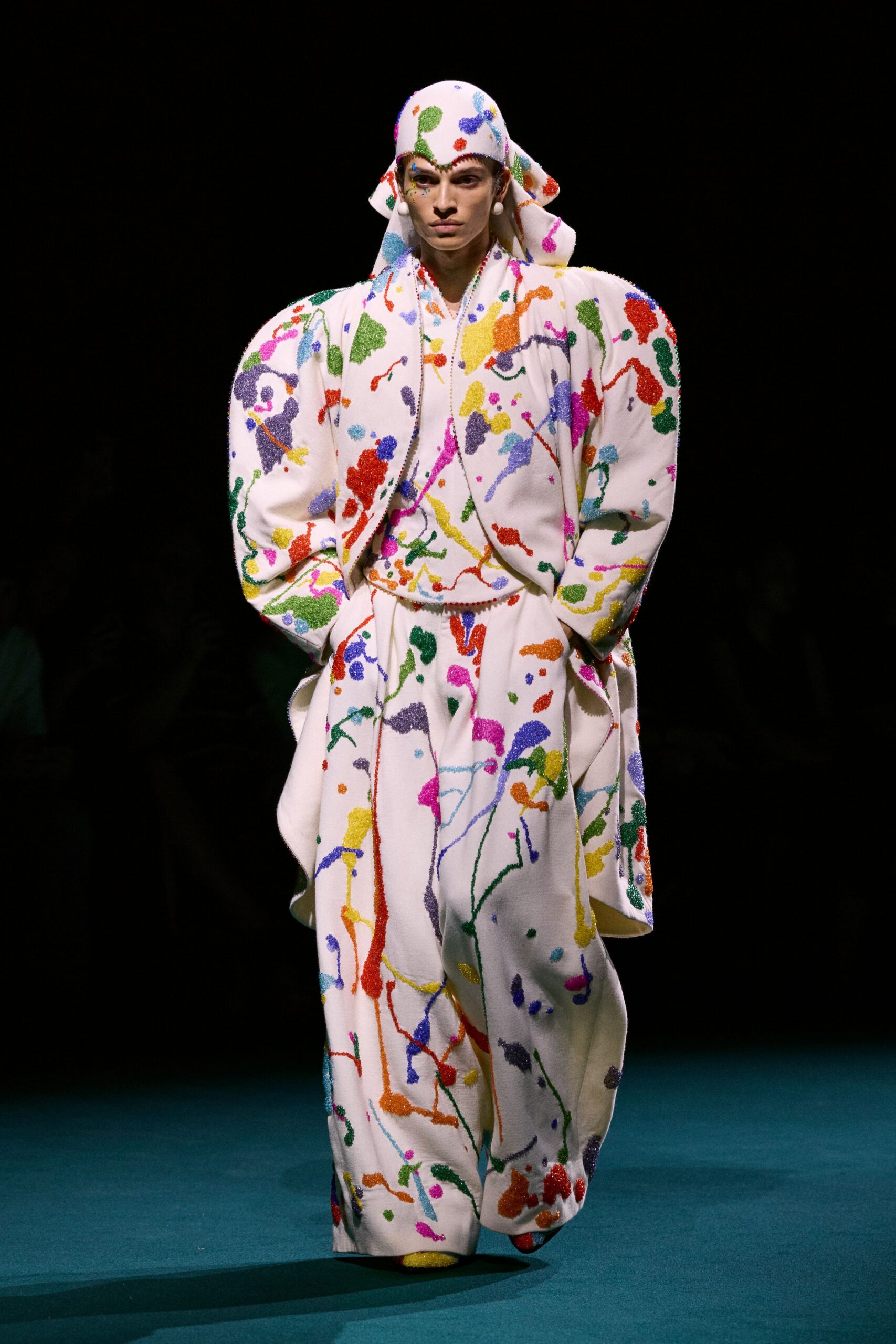 oversized white embroidered coat