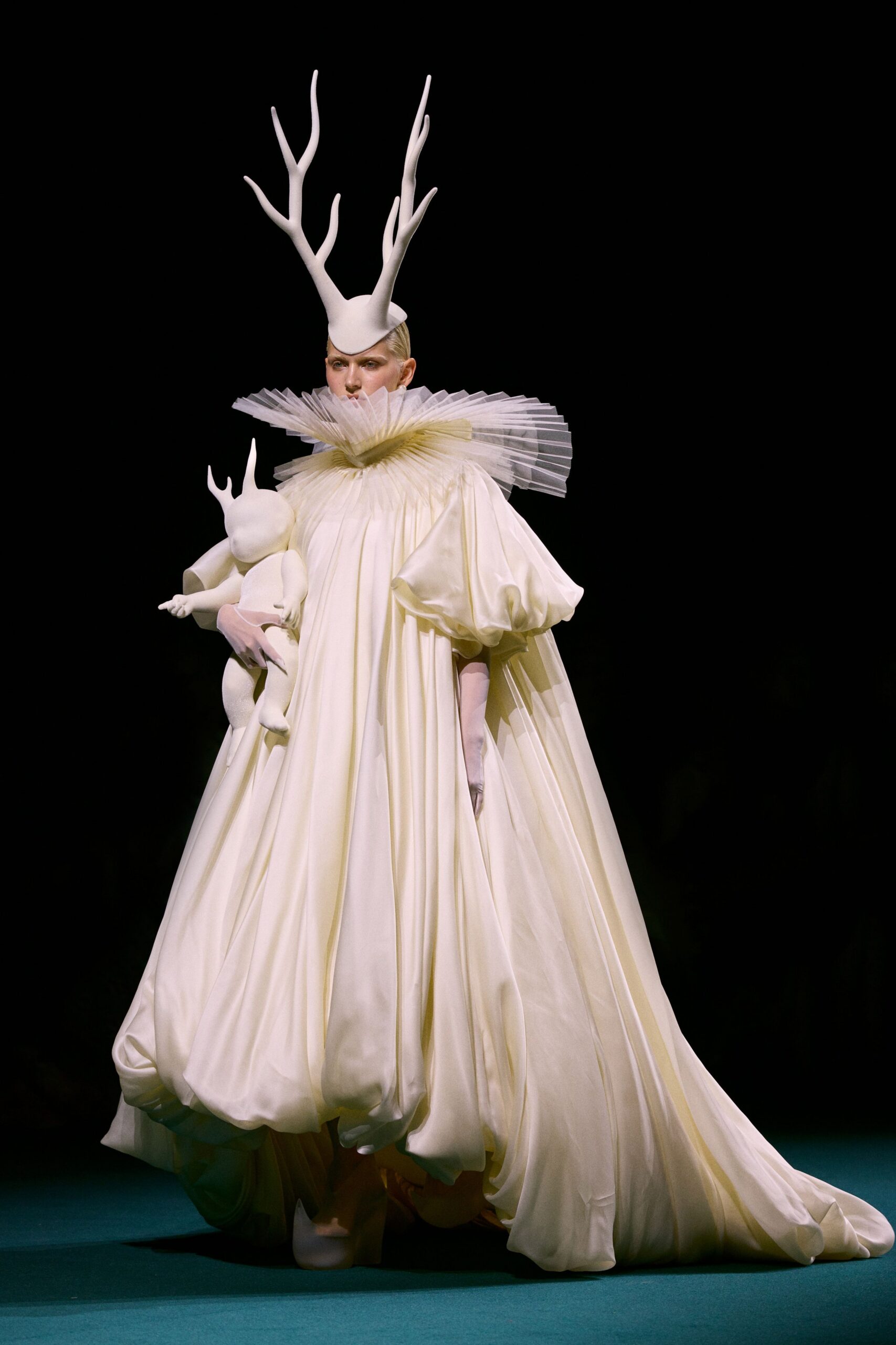 white flowing gown with hat