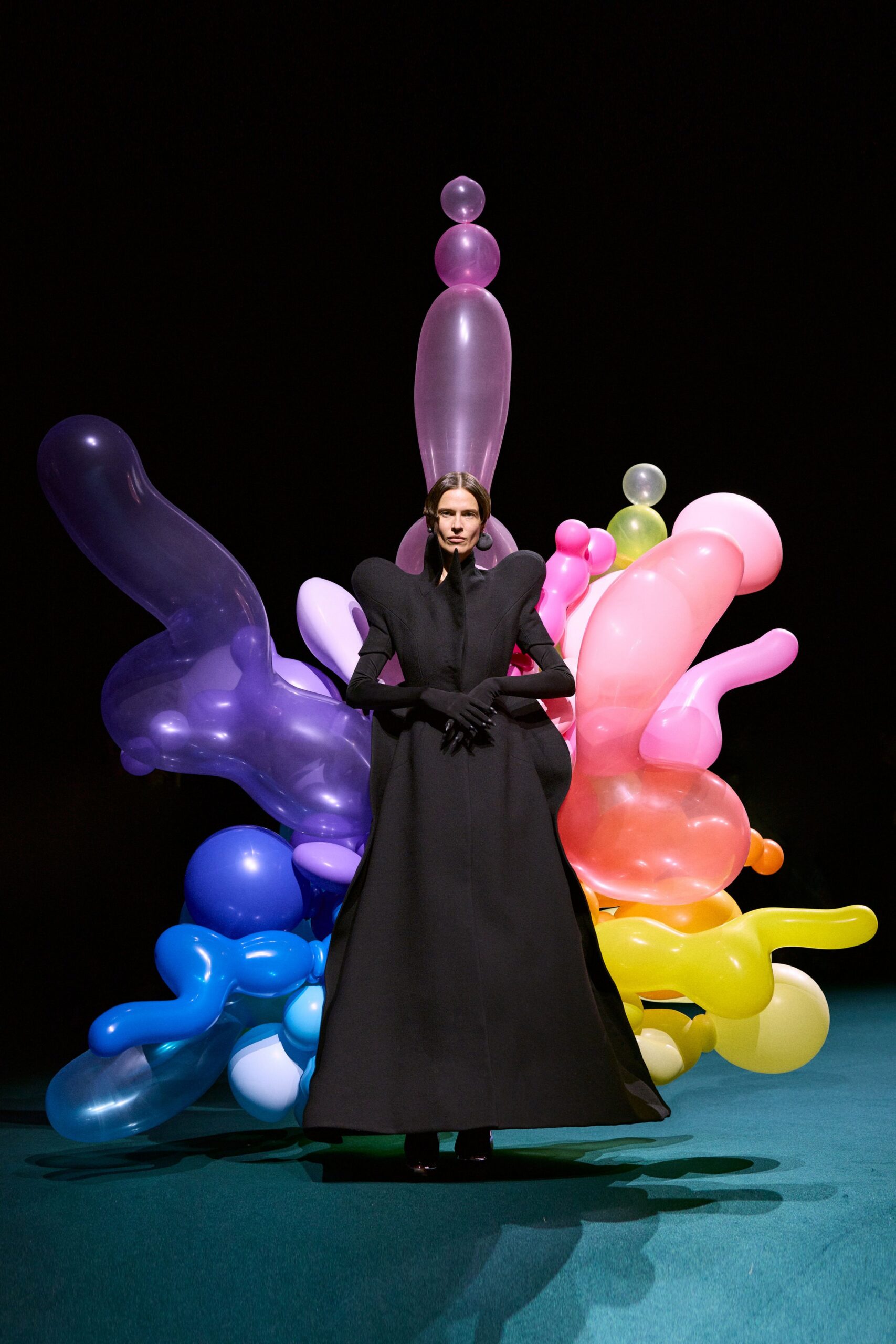 black structured coat with gloves