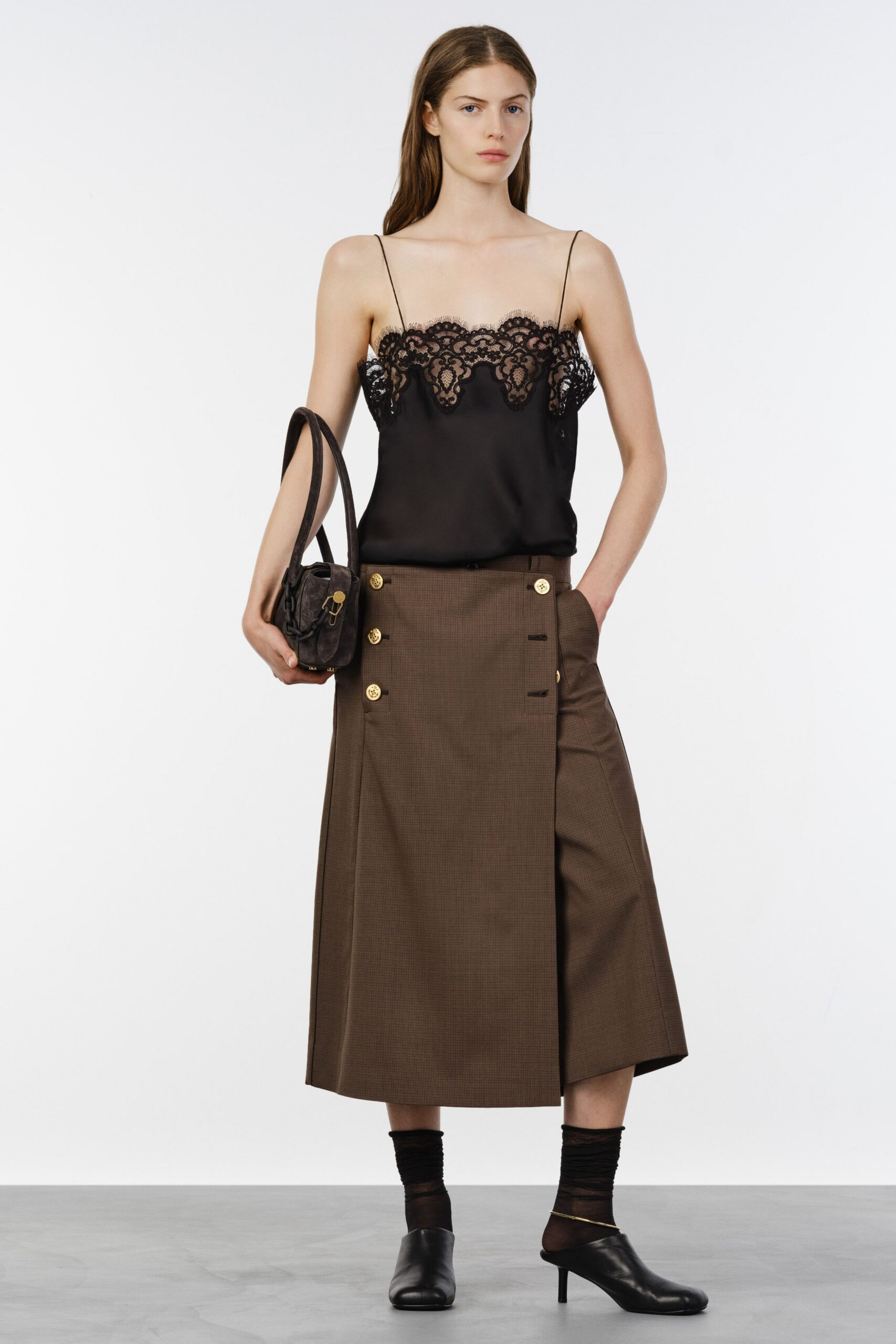 black silk sleeveless v-neck fitted embroidered top