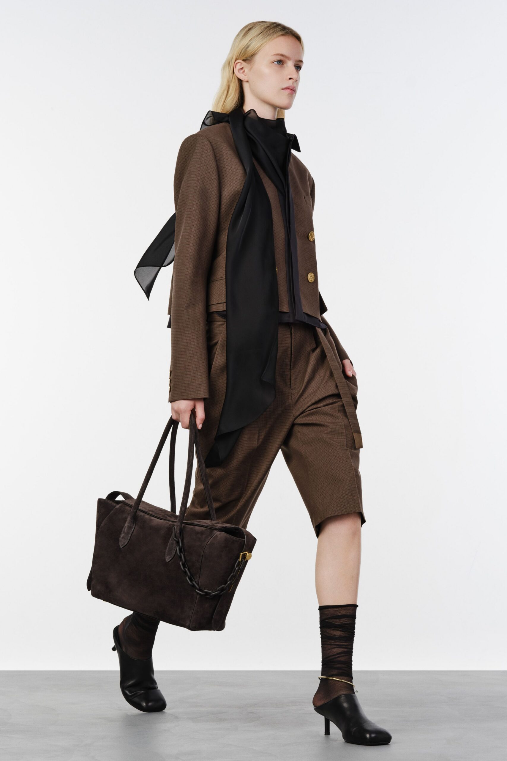 brown wool long-sleeve collared tailored buttoned blazer