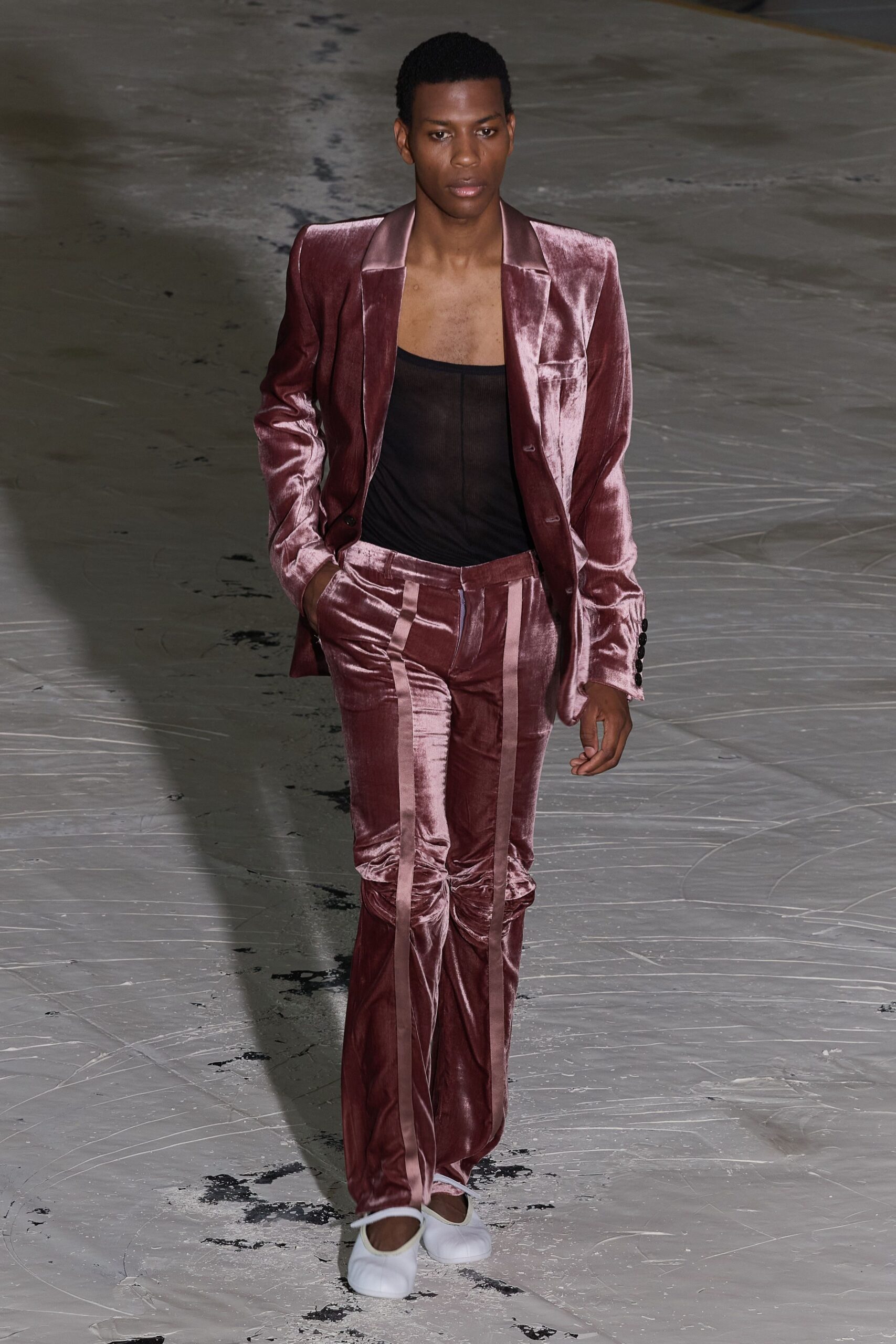 pink velvet fitted suit