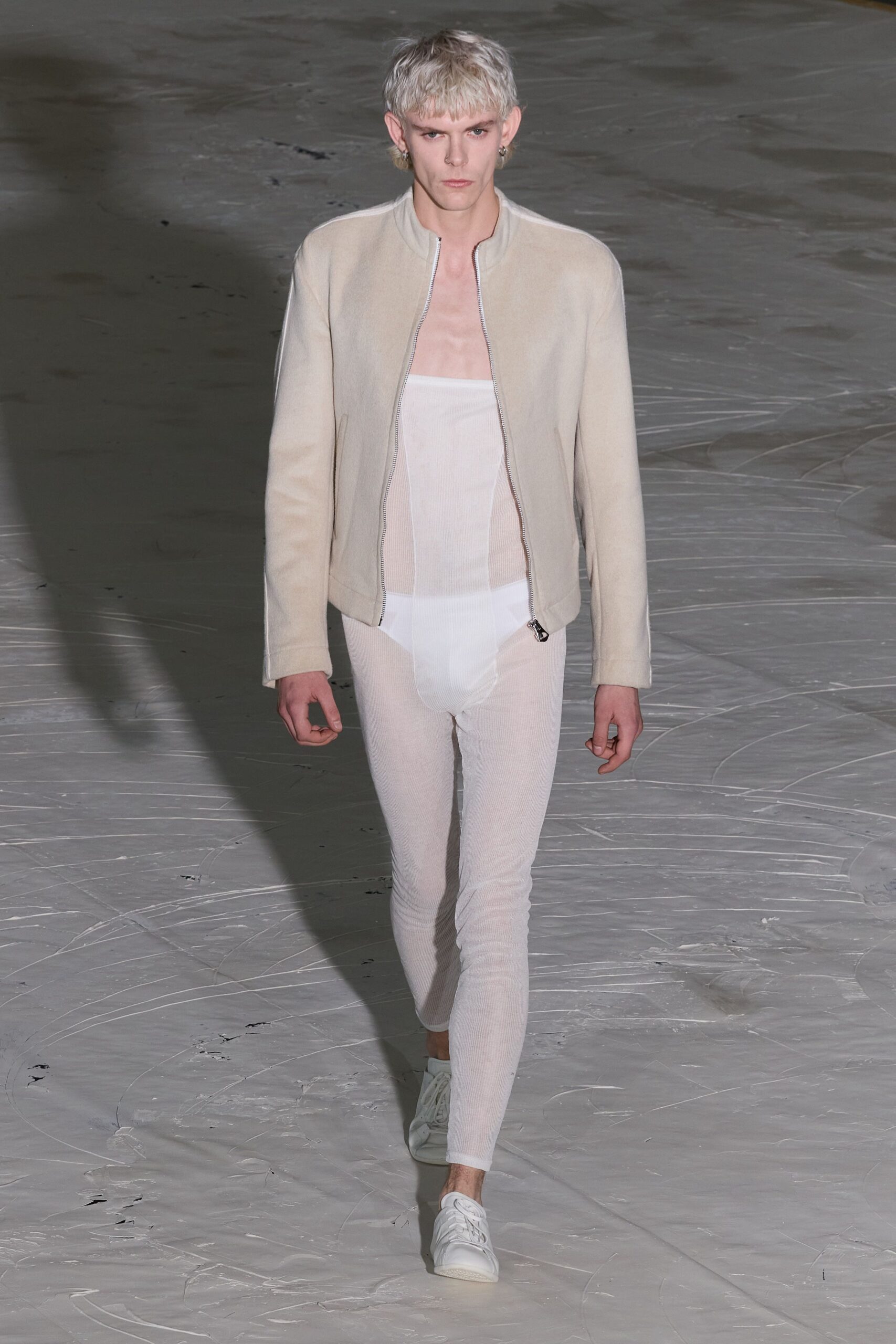 white fitted jacket and bodysuit