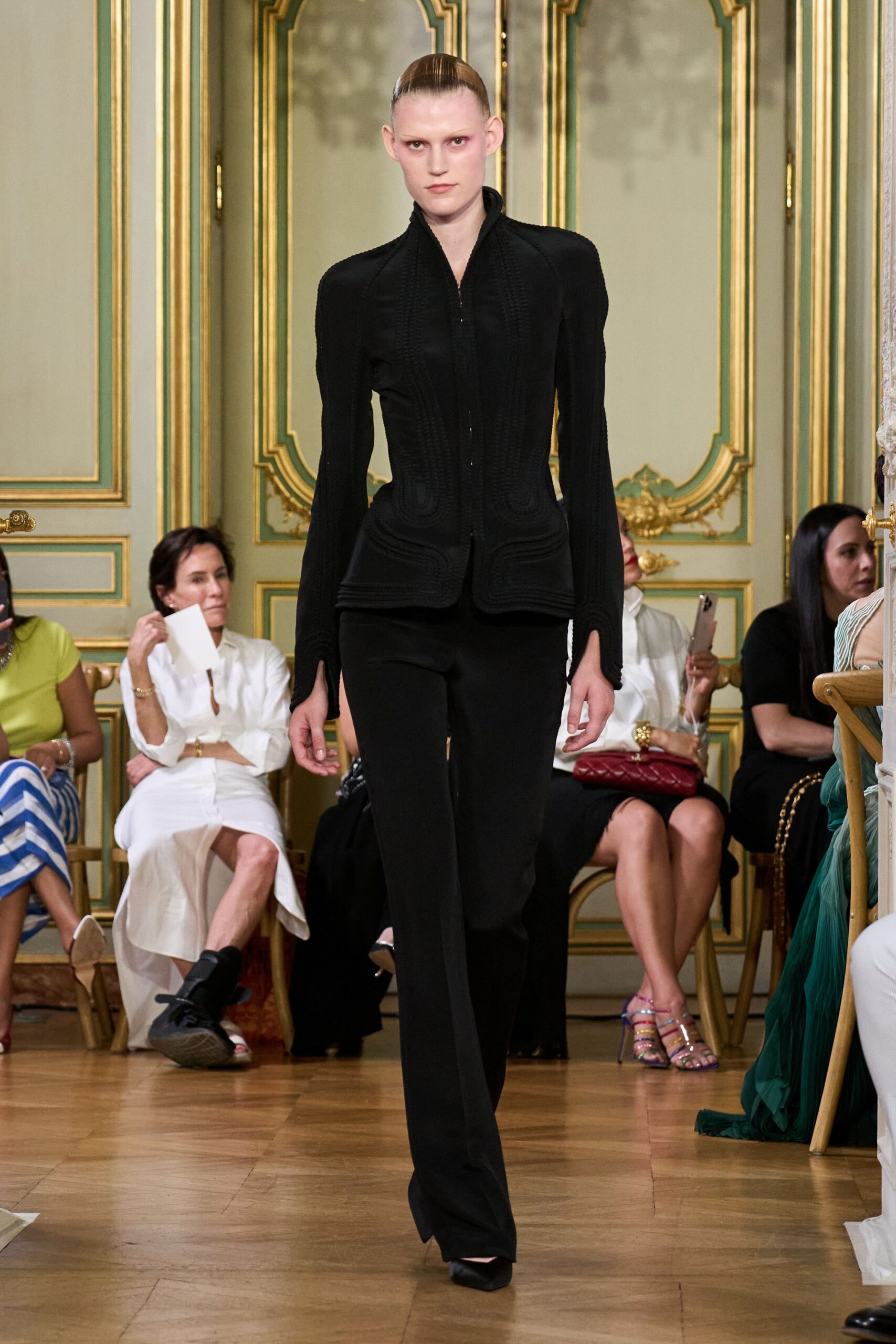 black fitted blazer and pants
