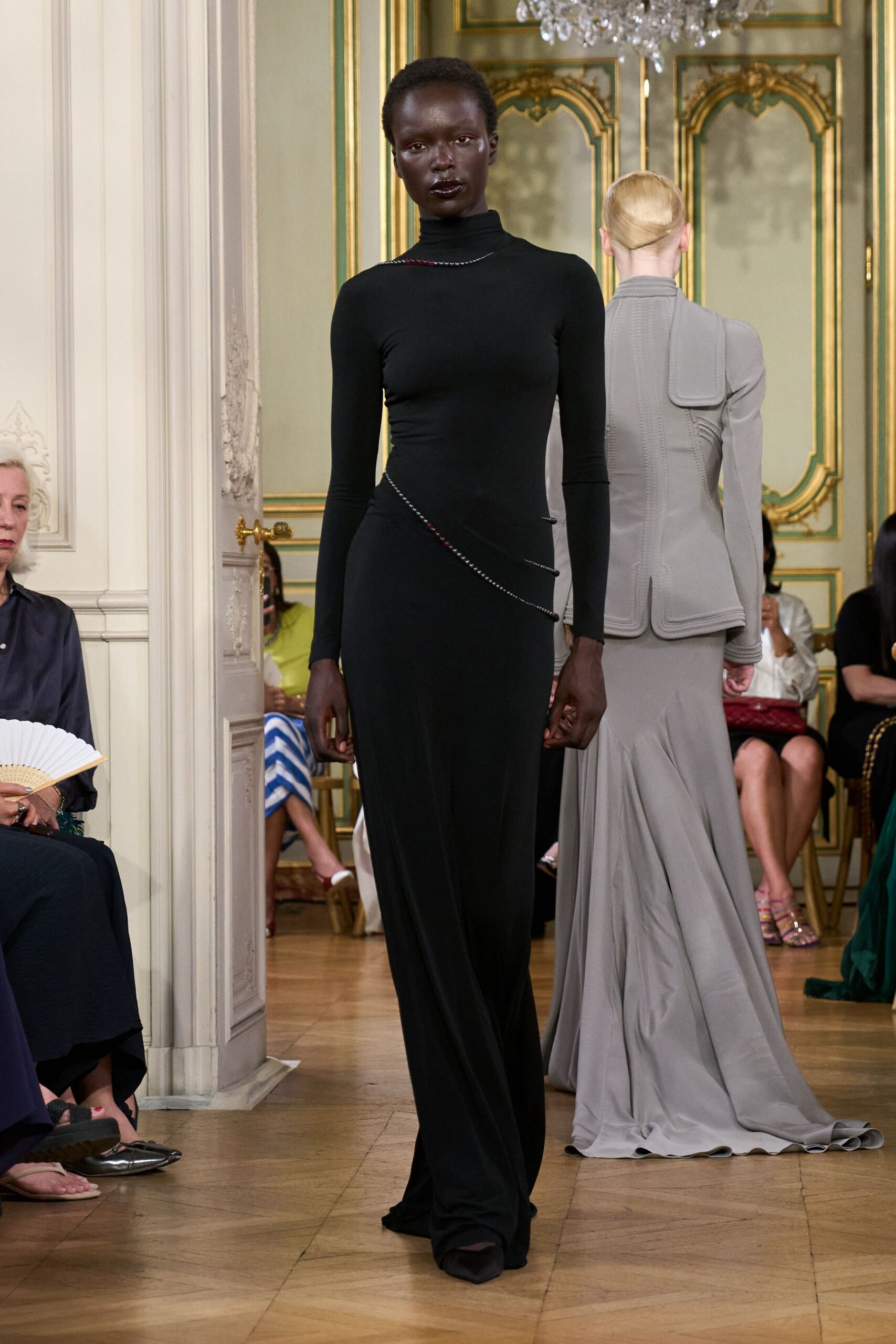 black and gray maxi gowns