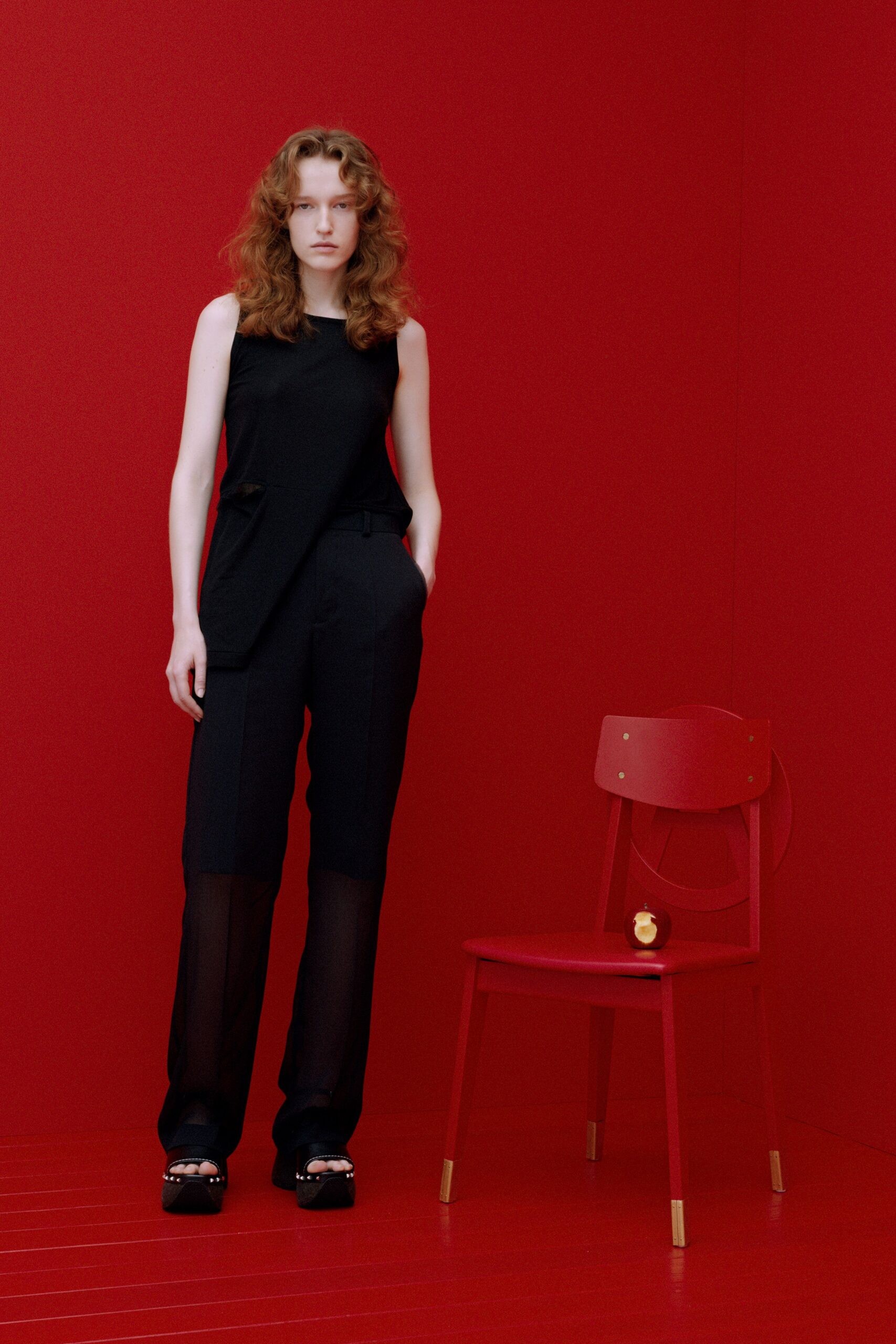 black fitted top and pants