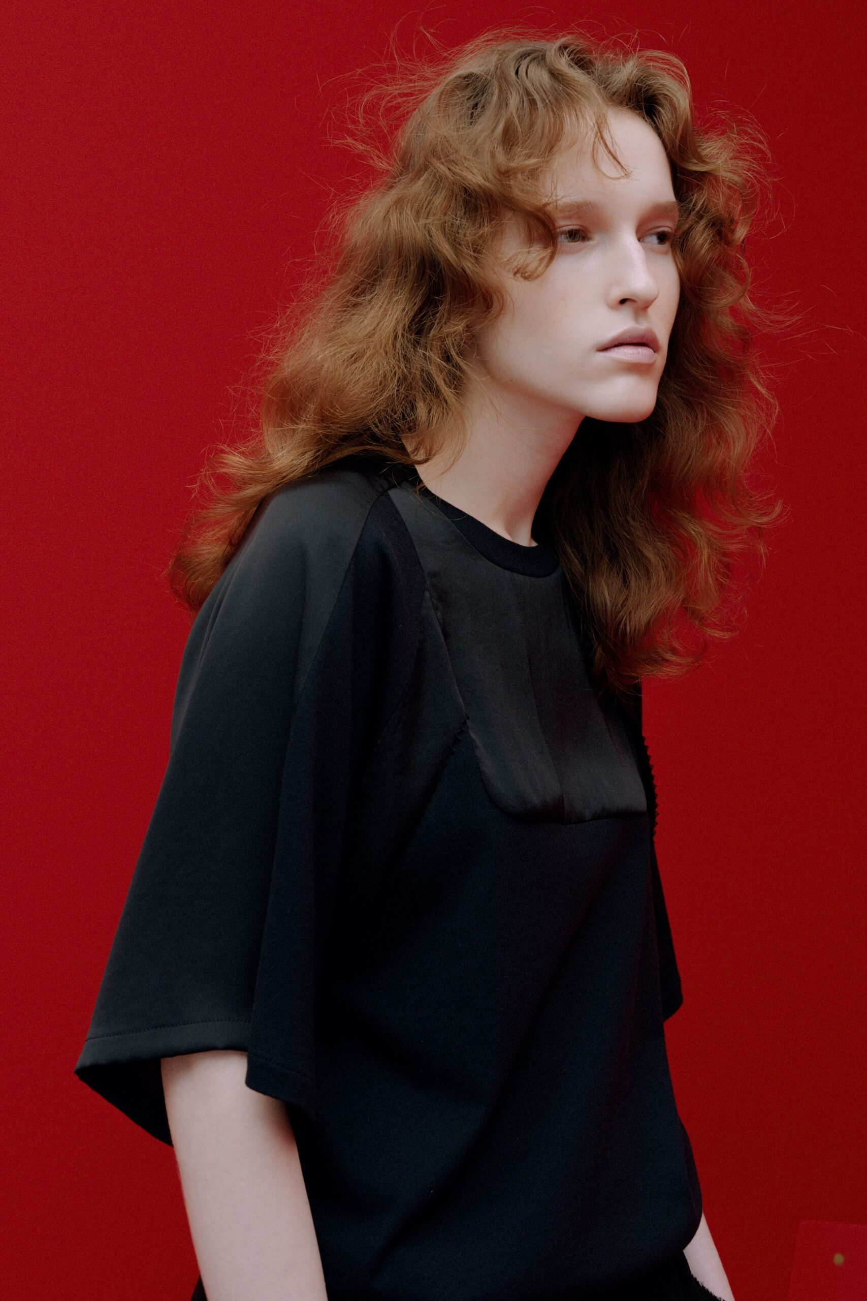 black relaxed short-sleeve top