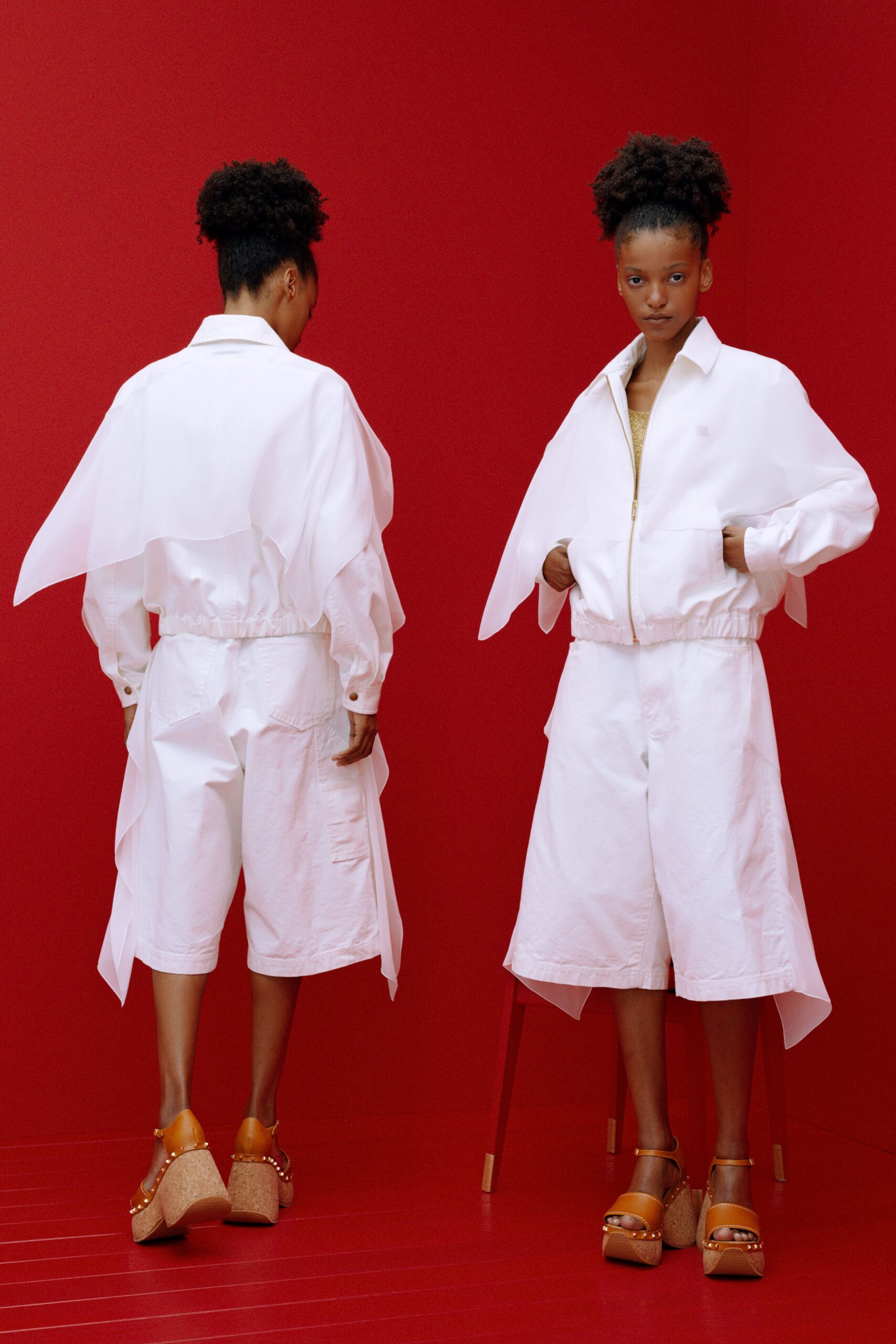 white relaxed jacket and shorts