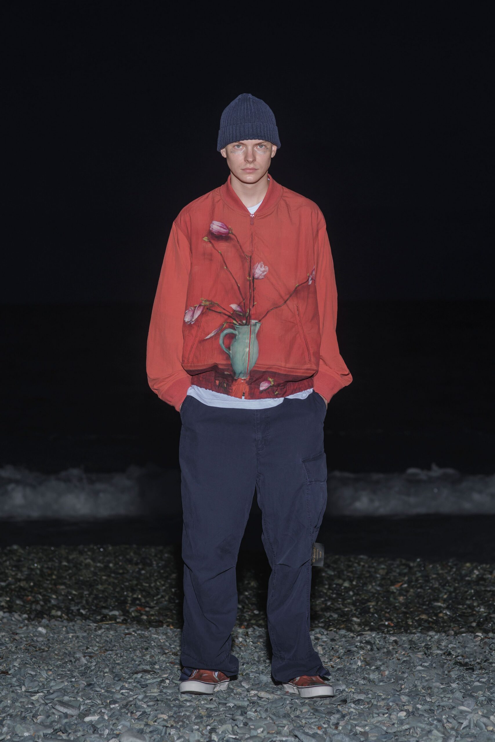 blue cotton relaxed cargo pants