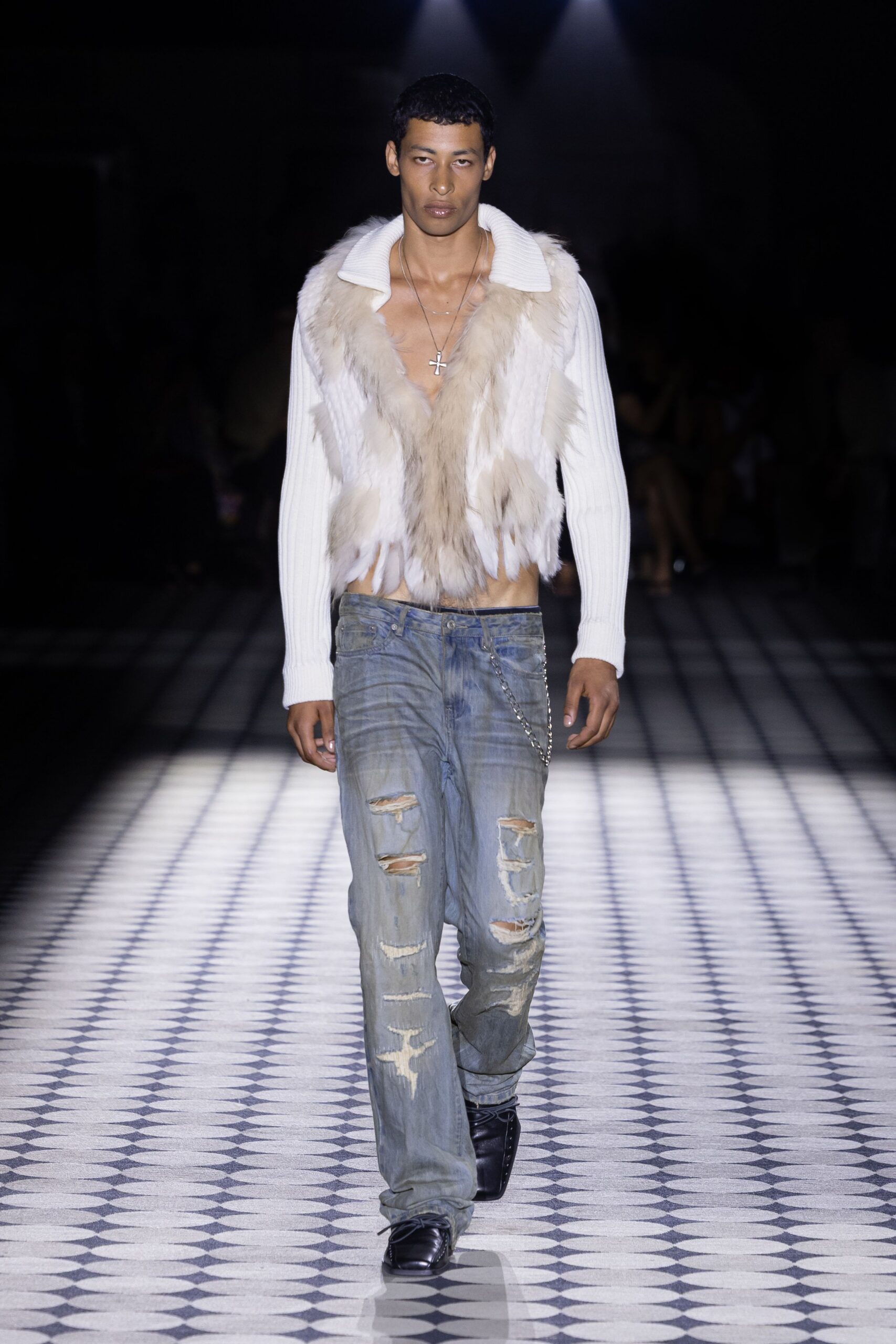 blue denim relaxed distressed jeans