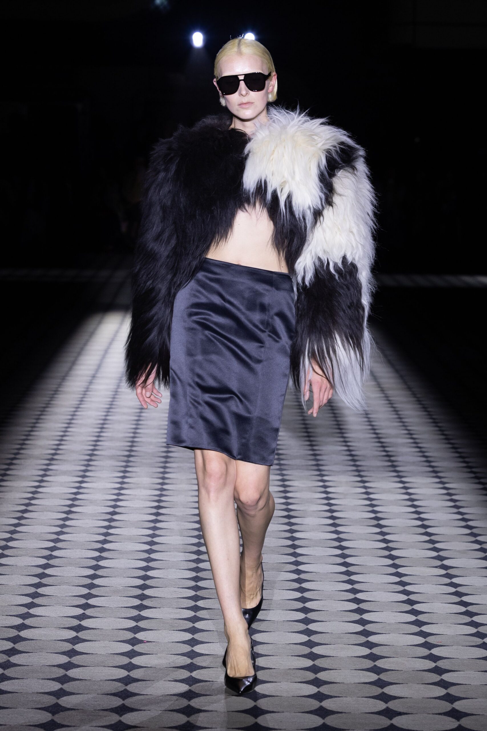 black fur oversized coat