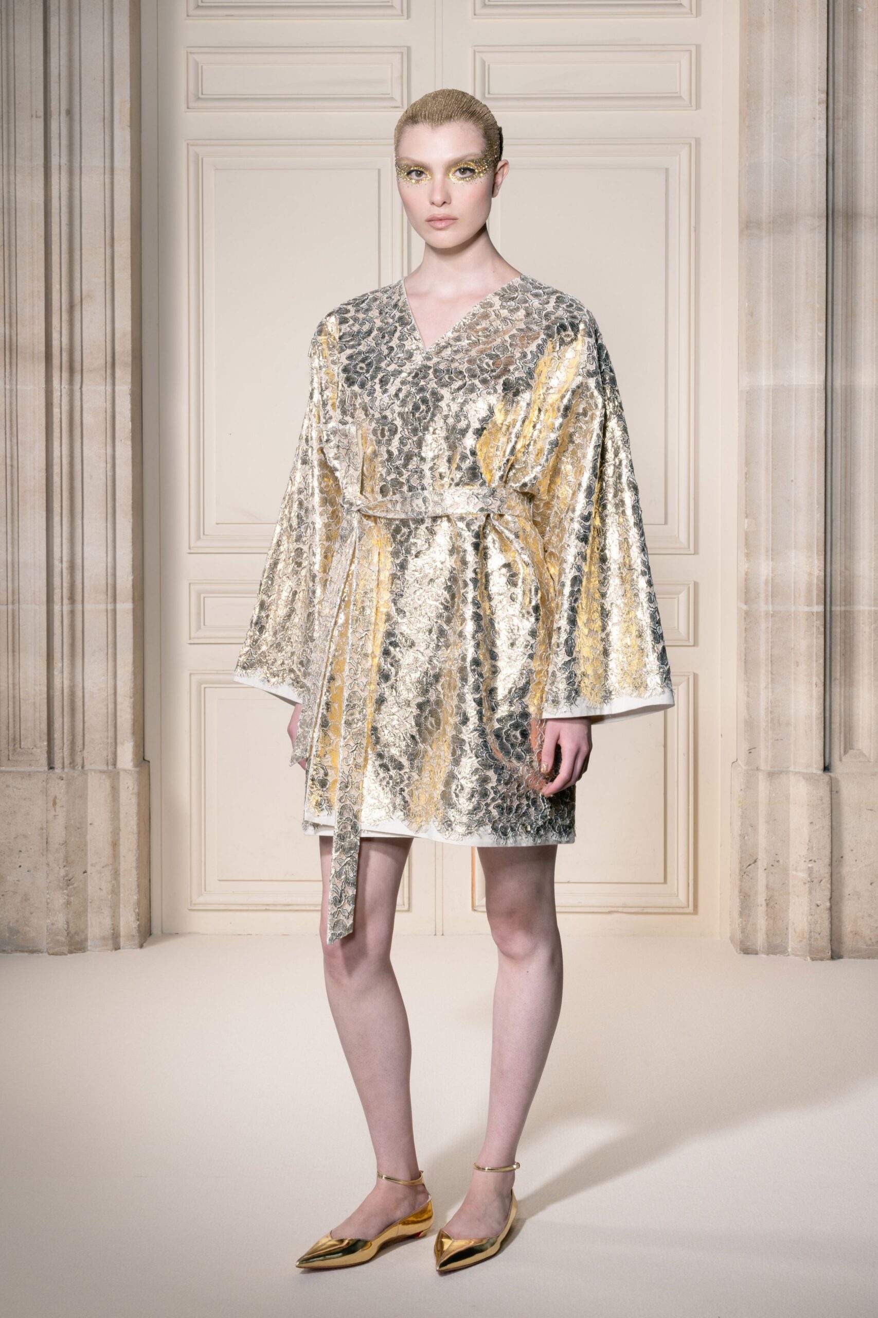 gold and silver belted dress