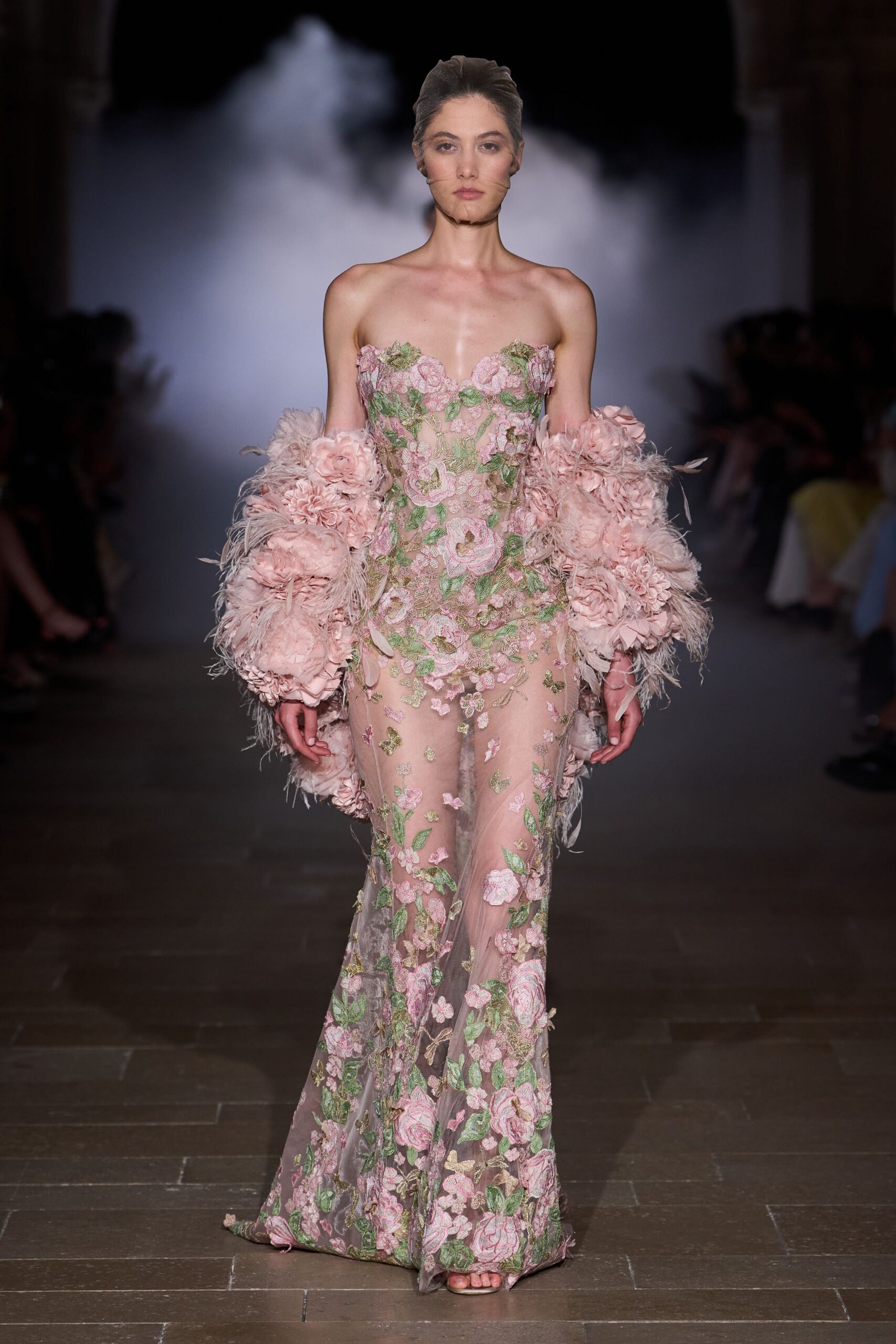 pink feather relaxed layered cape