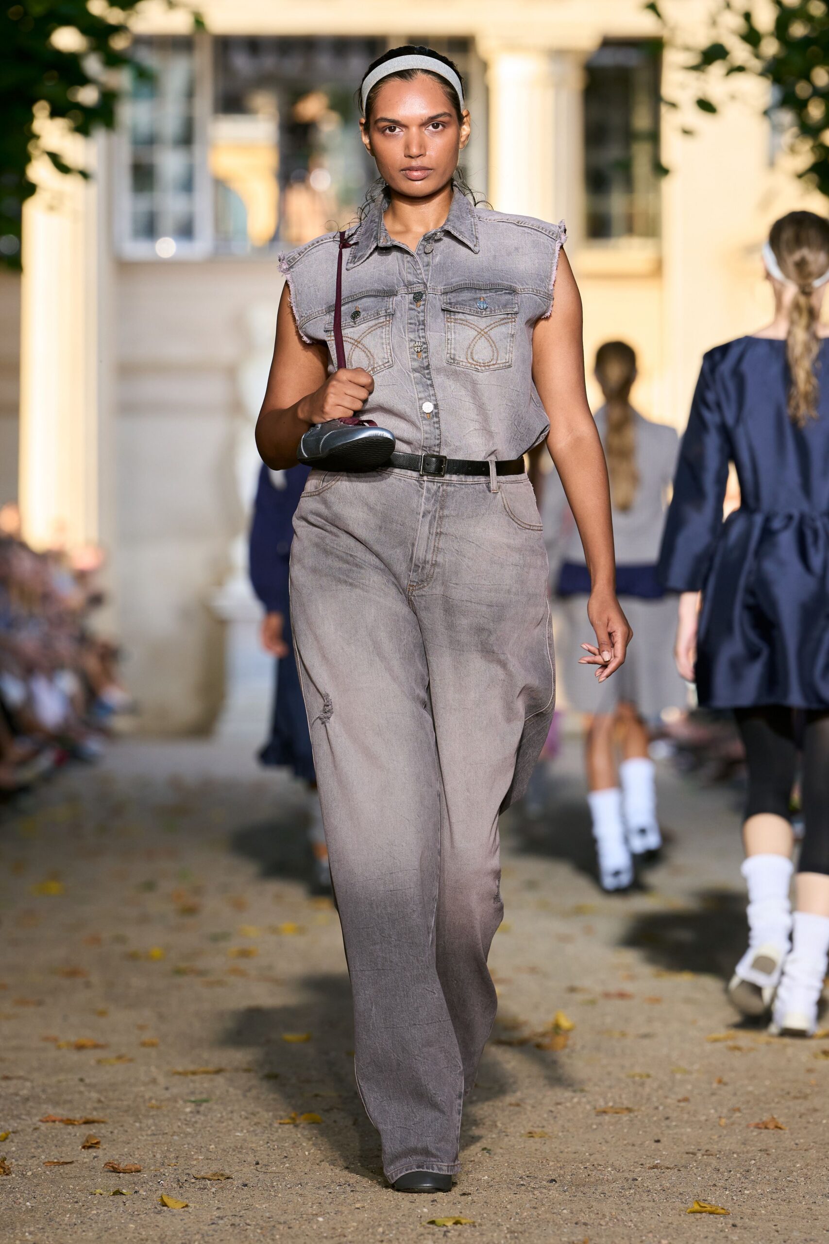 gray denim relaxed straight-leg pants