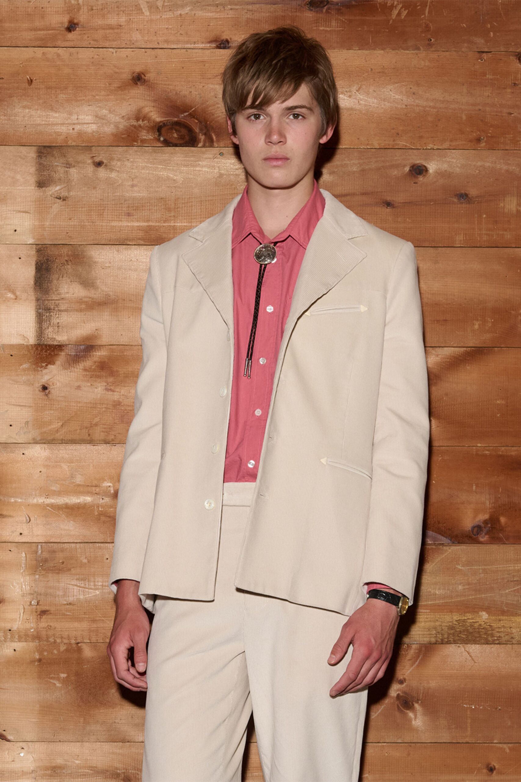 beige cotton tailored pants