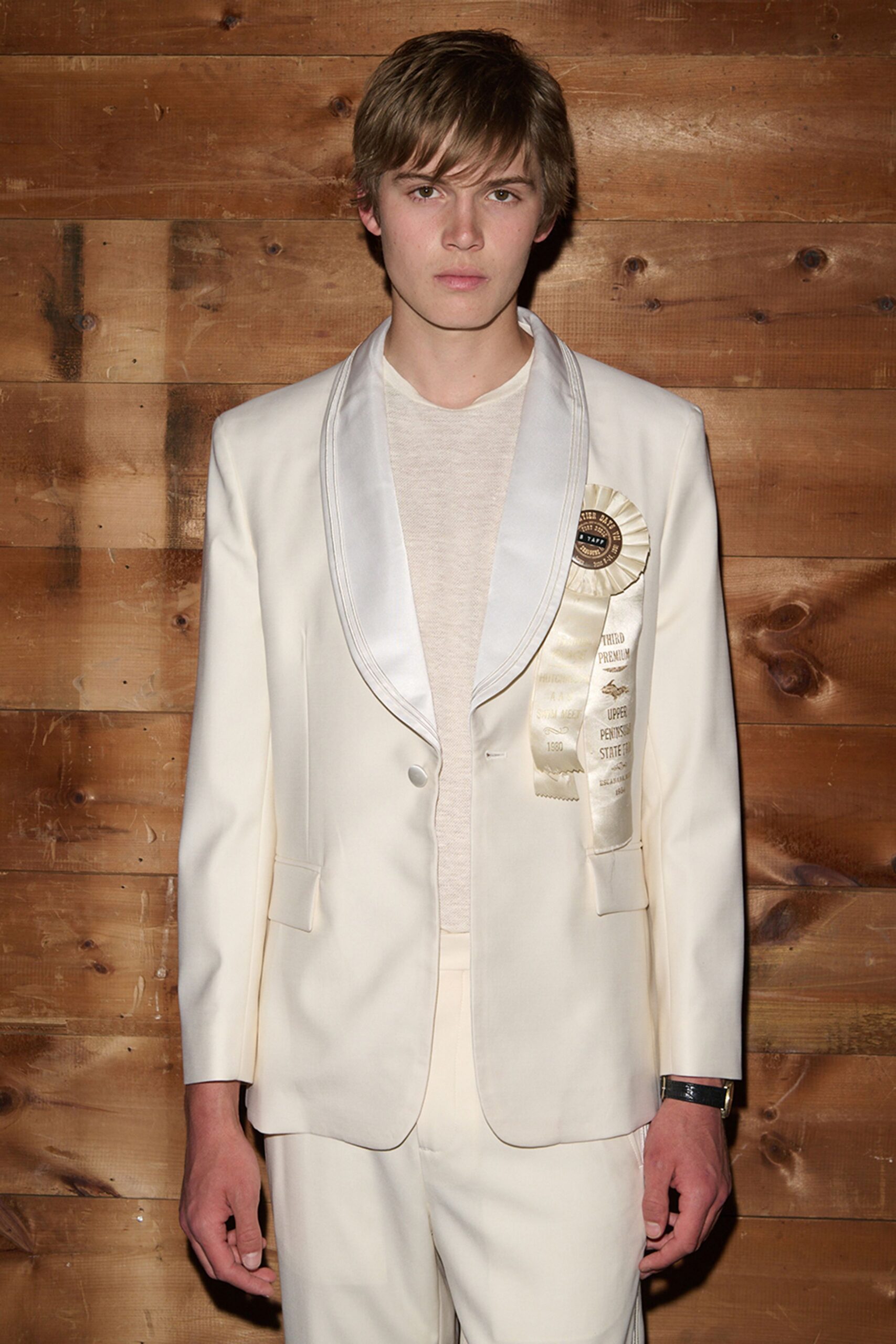 ivory satin shiny pants