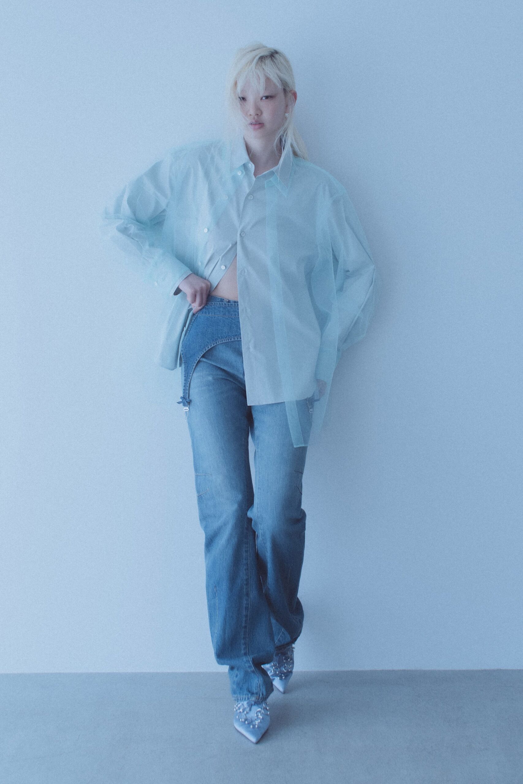blue relaxed shirt with jeans