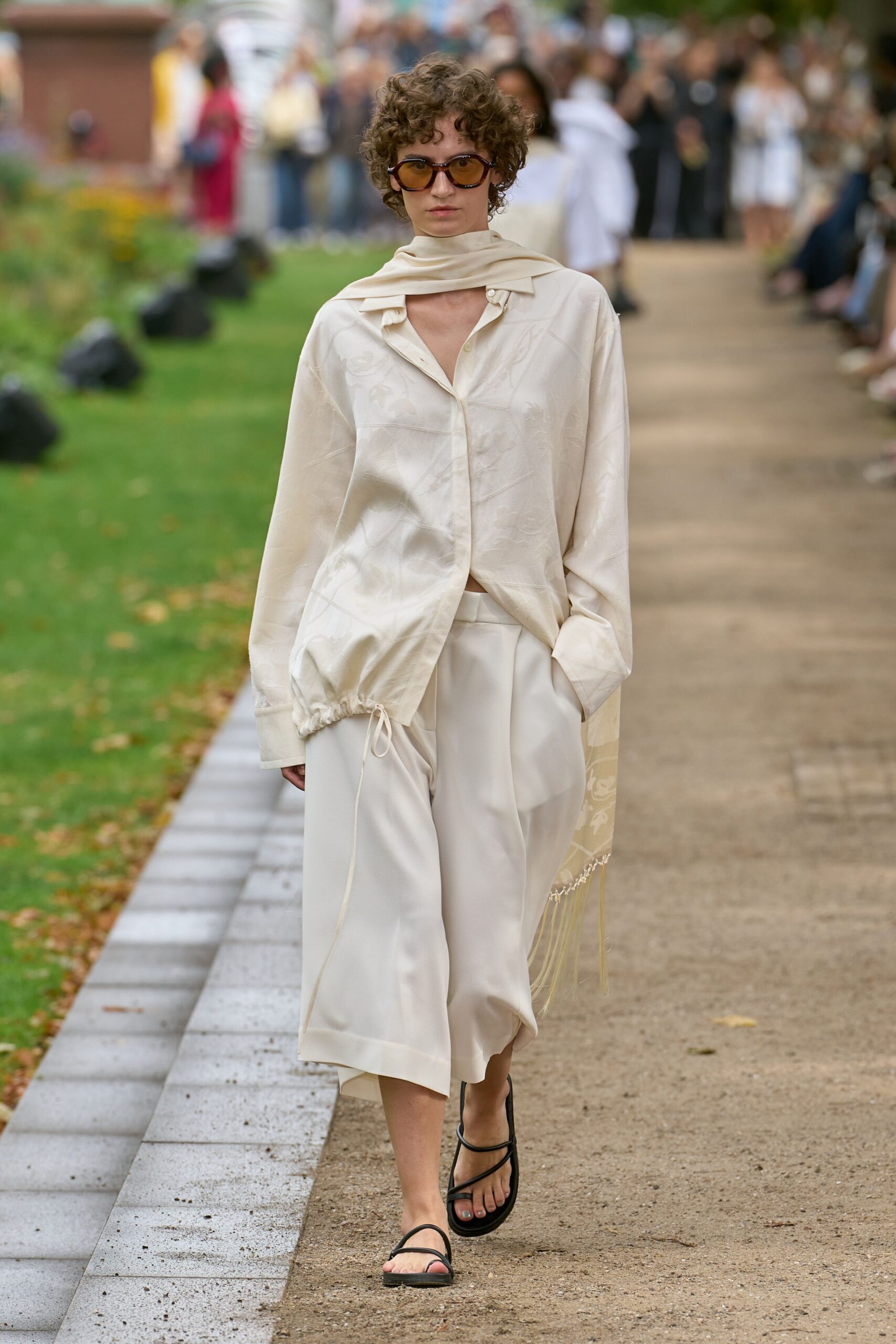 white silk relaxed wide-leg pants