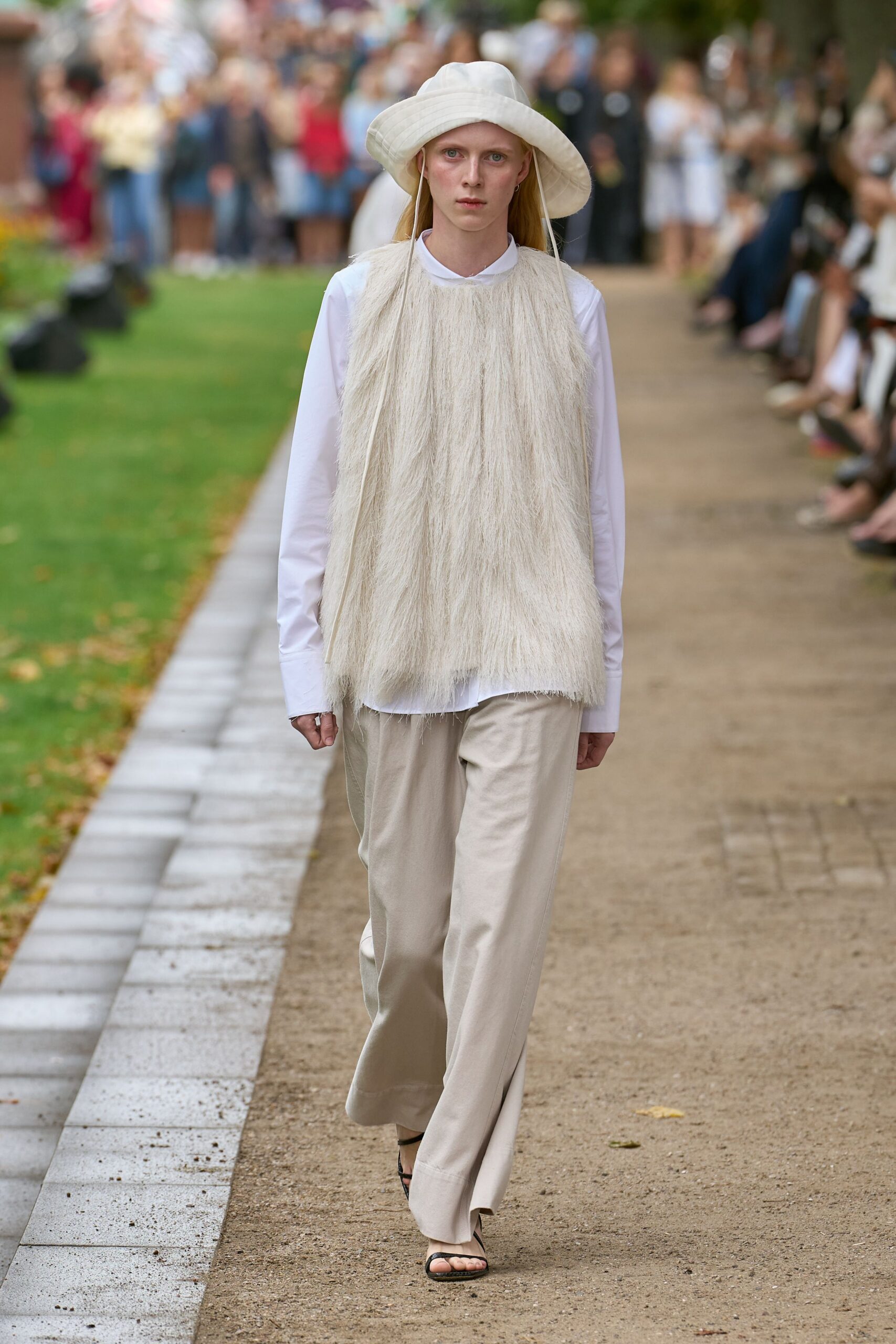 beige cotton long-sleeve collared relaxed layered top