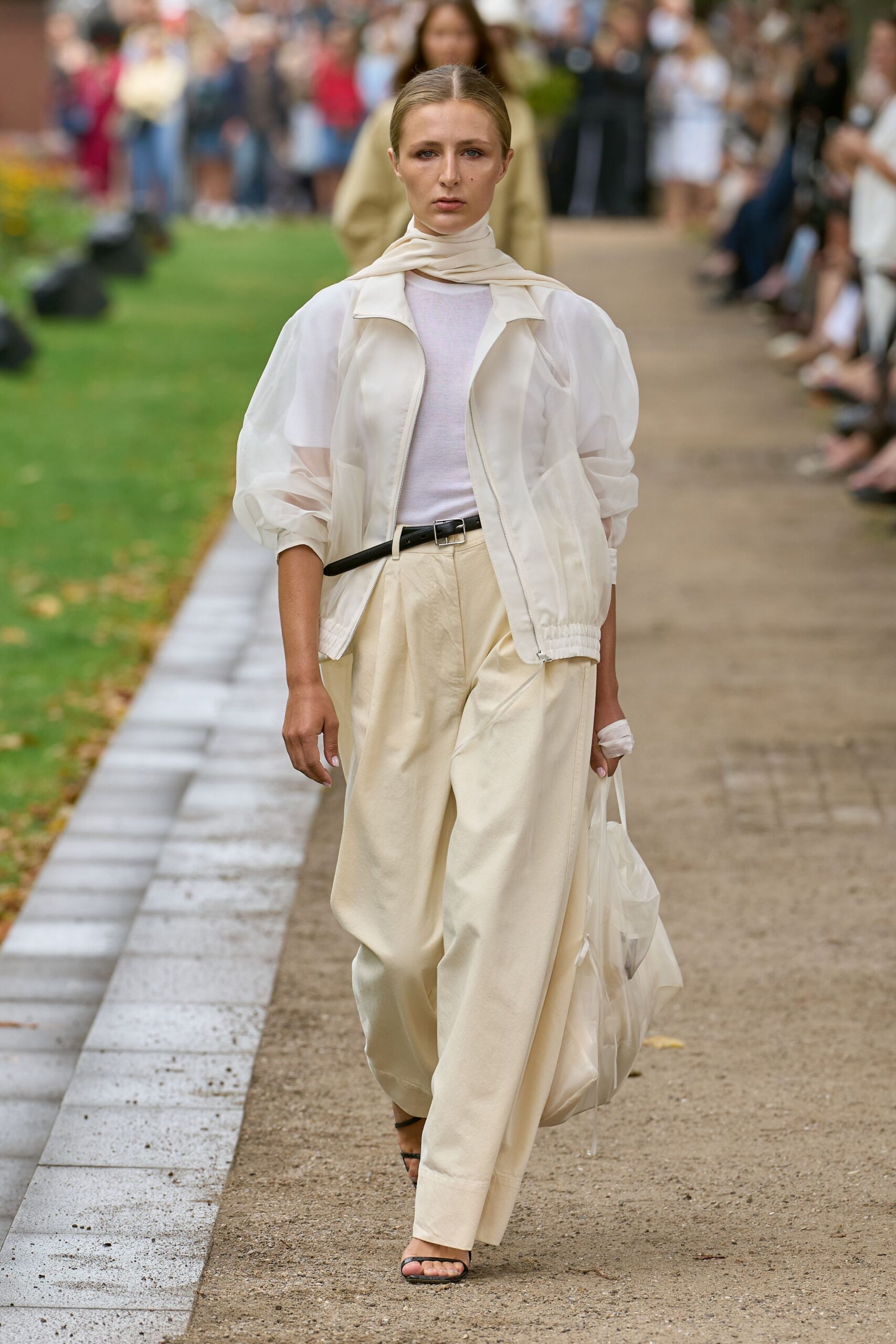 beige cotton relaxed high-waisted wide-leg pants