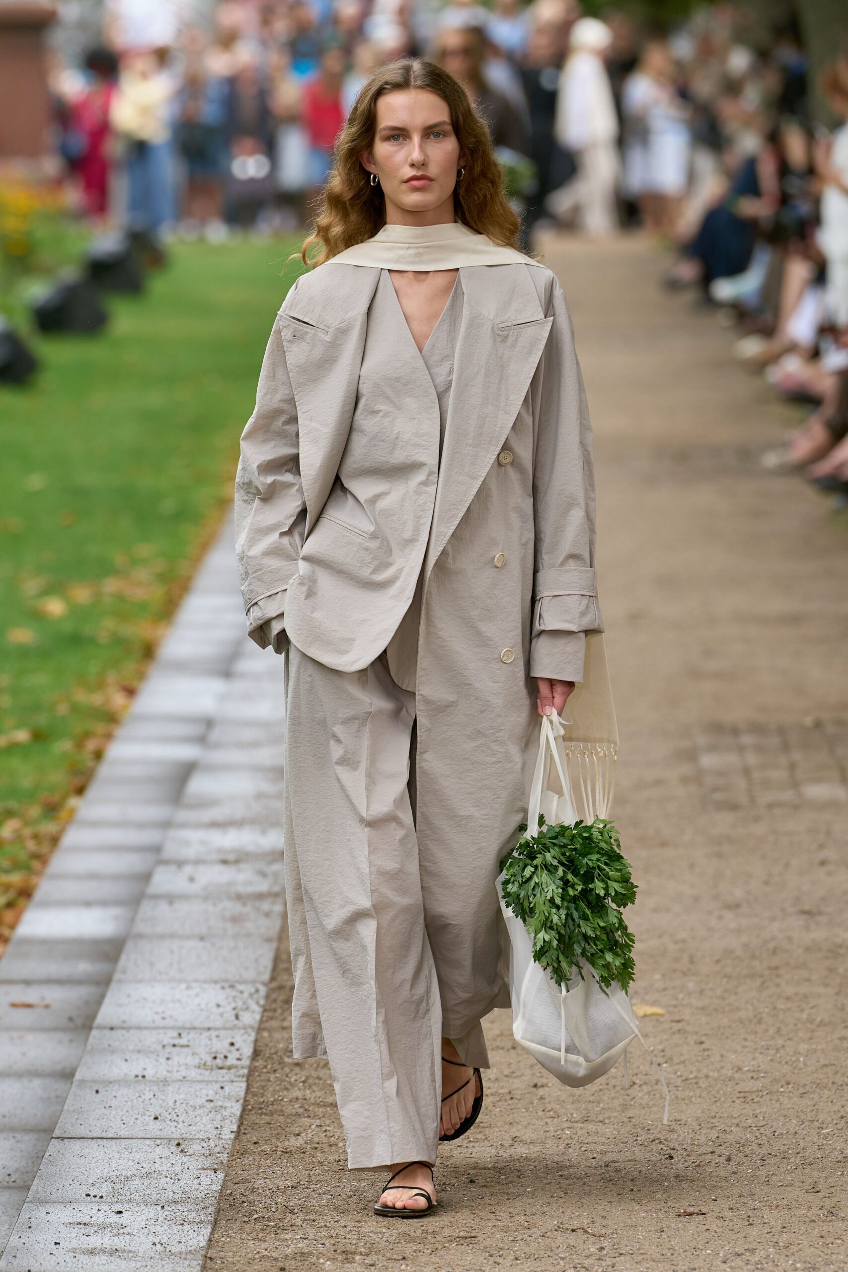 beige cotton relaxed wide-leg pants