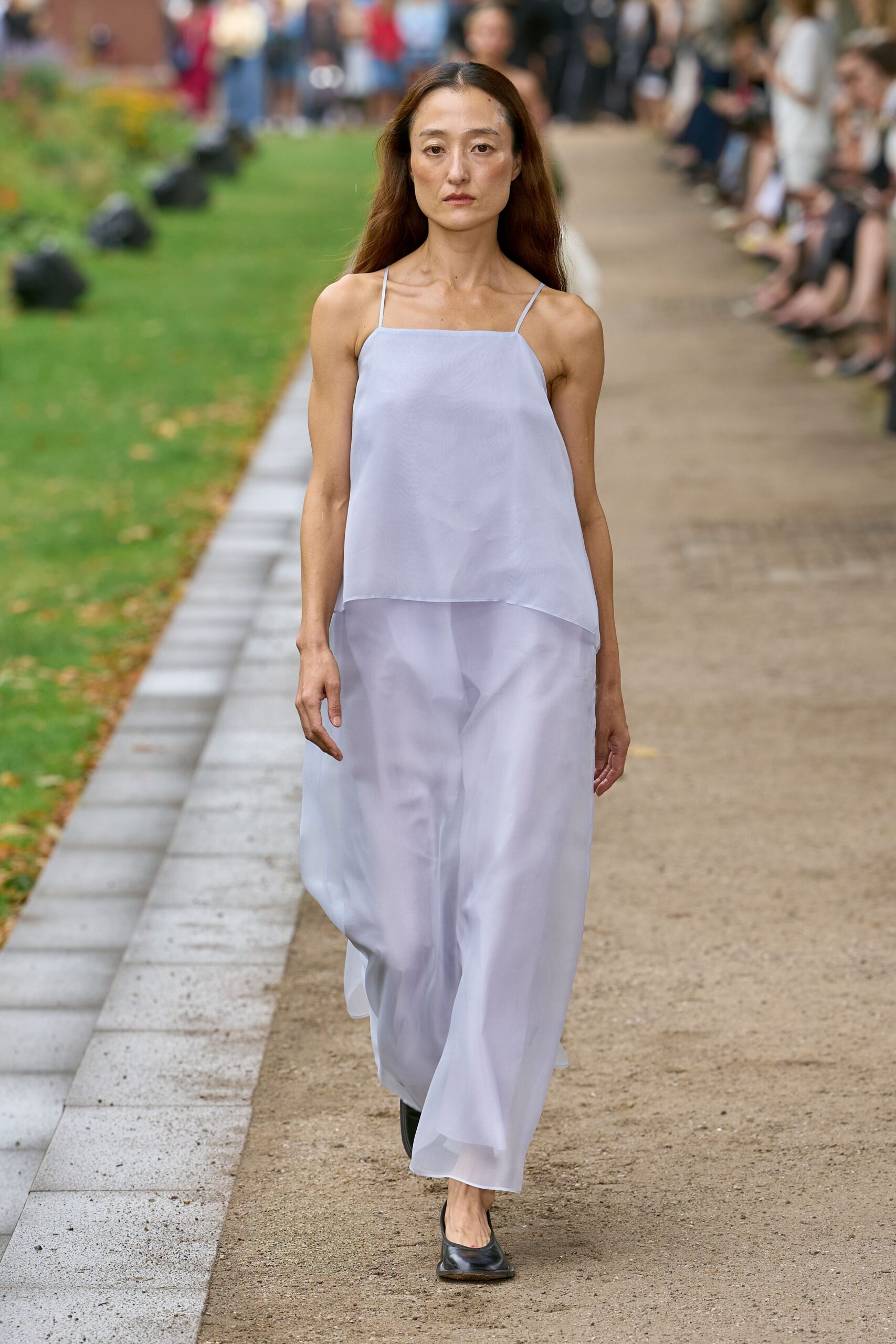 chiffon sleeveless v-neck relaxed layered flowing maxi dress
