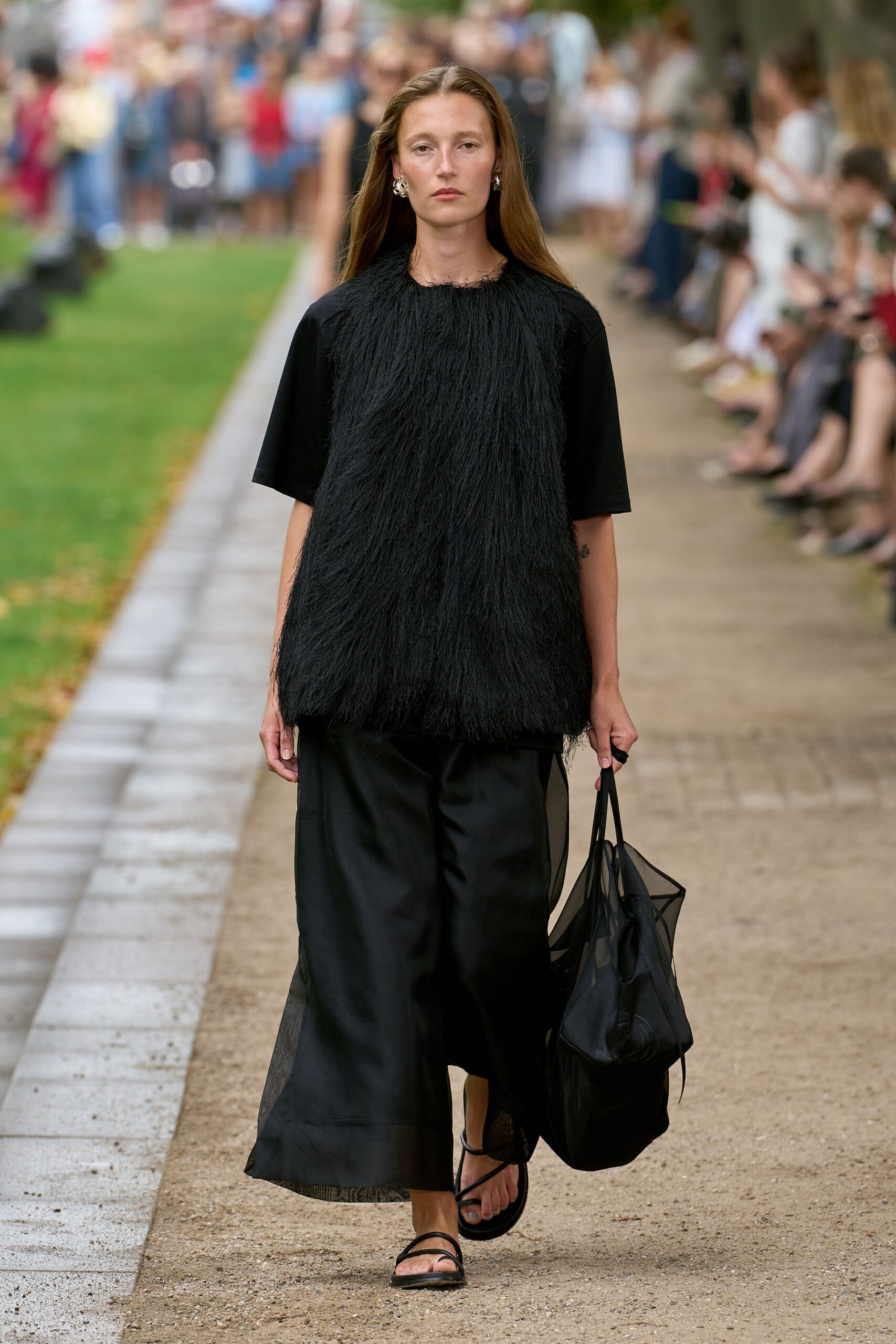 black silk relaxed wide-leg pants